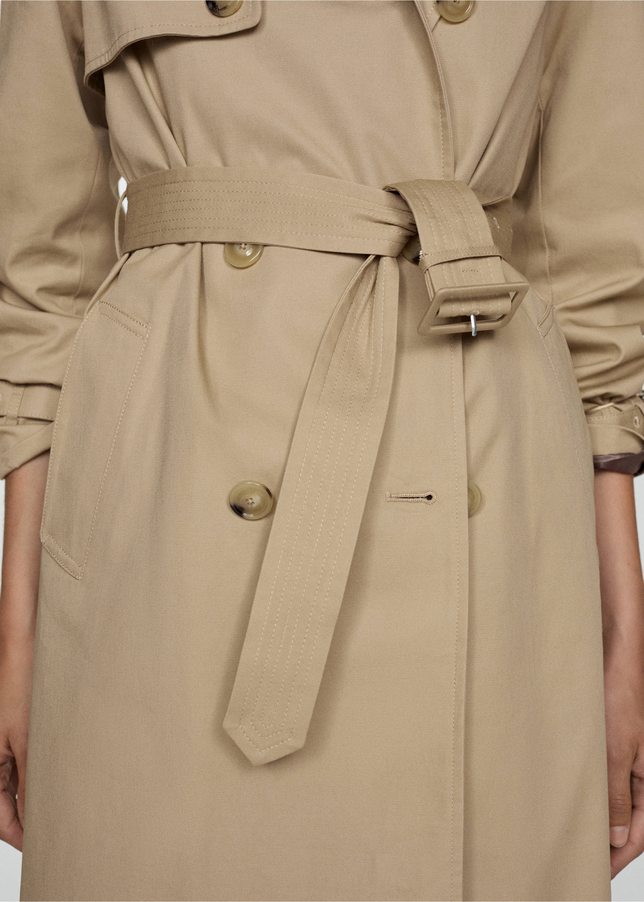 Classic trench coat with belt - Details of the article 6, Beige. Ref: 77054028-00.