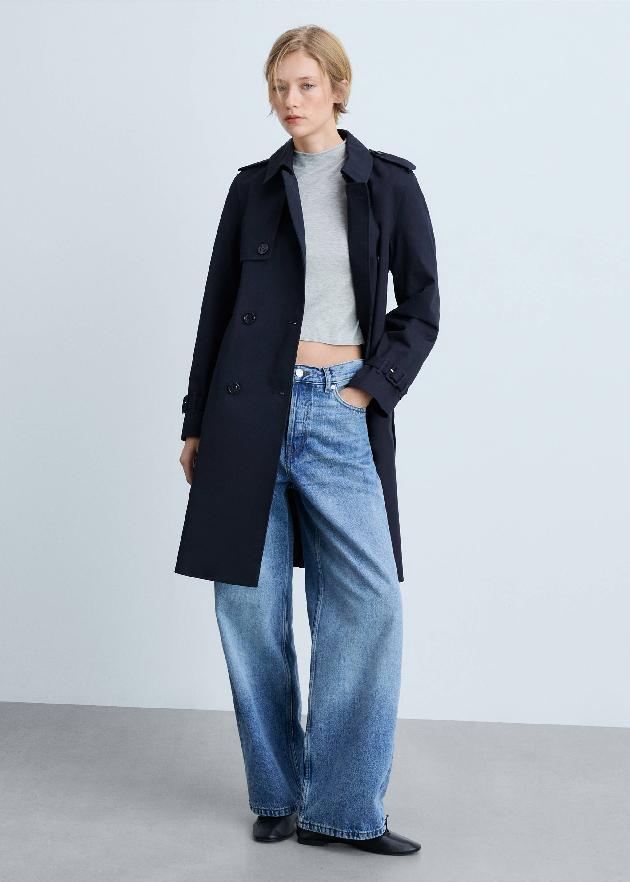 Classic trench coat with belt - General plane, Dark Navy. Ref: 77054028-00.