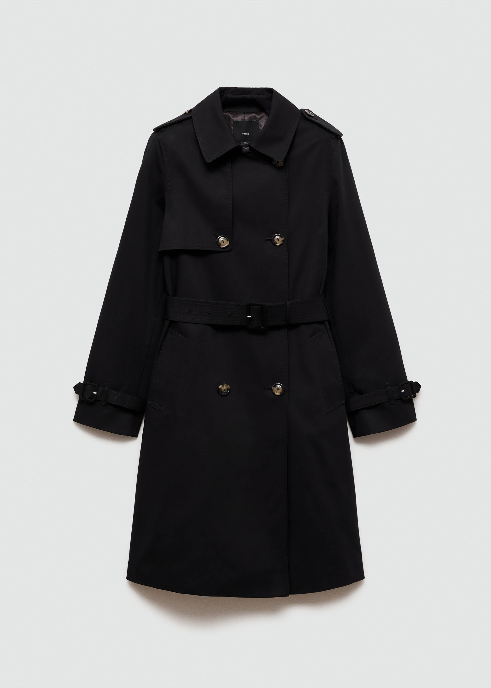 Classic trench coat with belt - Article without model, Black. Ref: 77054028-00.