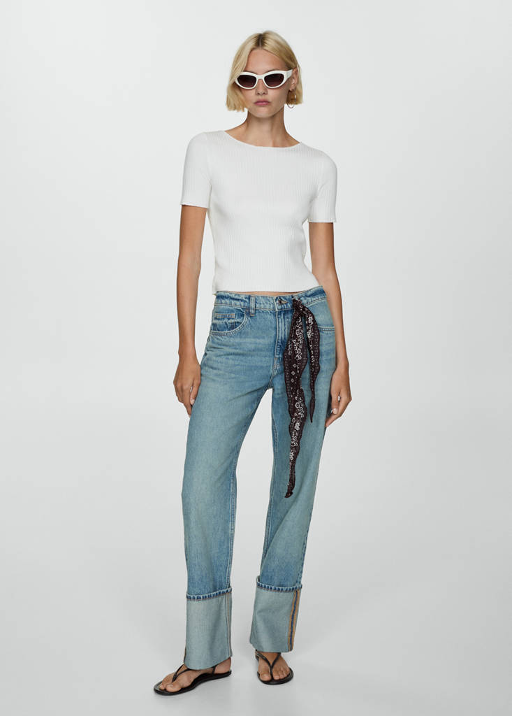 Short-sleeved fine-knit t-shirt — Off White