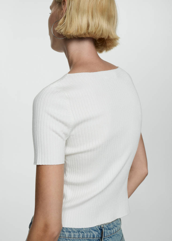 Short-sleeved fine-knit t-shirt — Off White