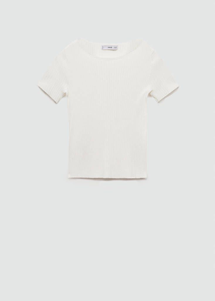 Short-sleeved fine-knit t-shirt — Off White
