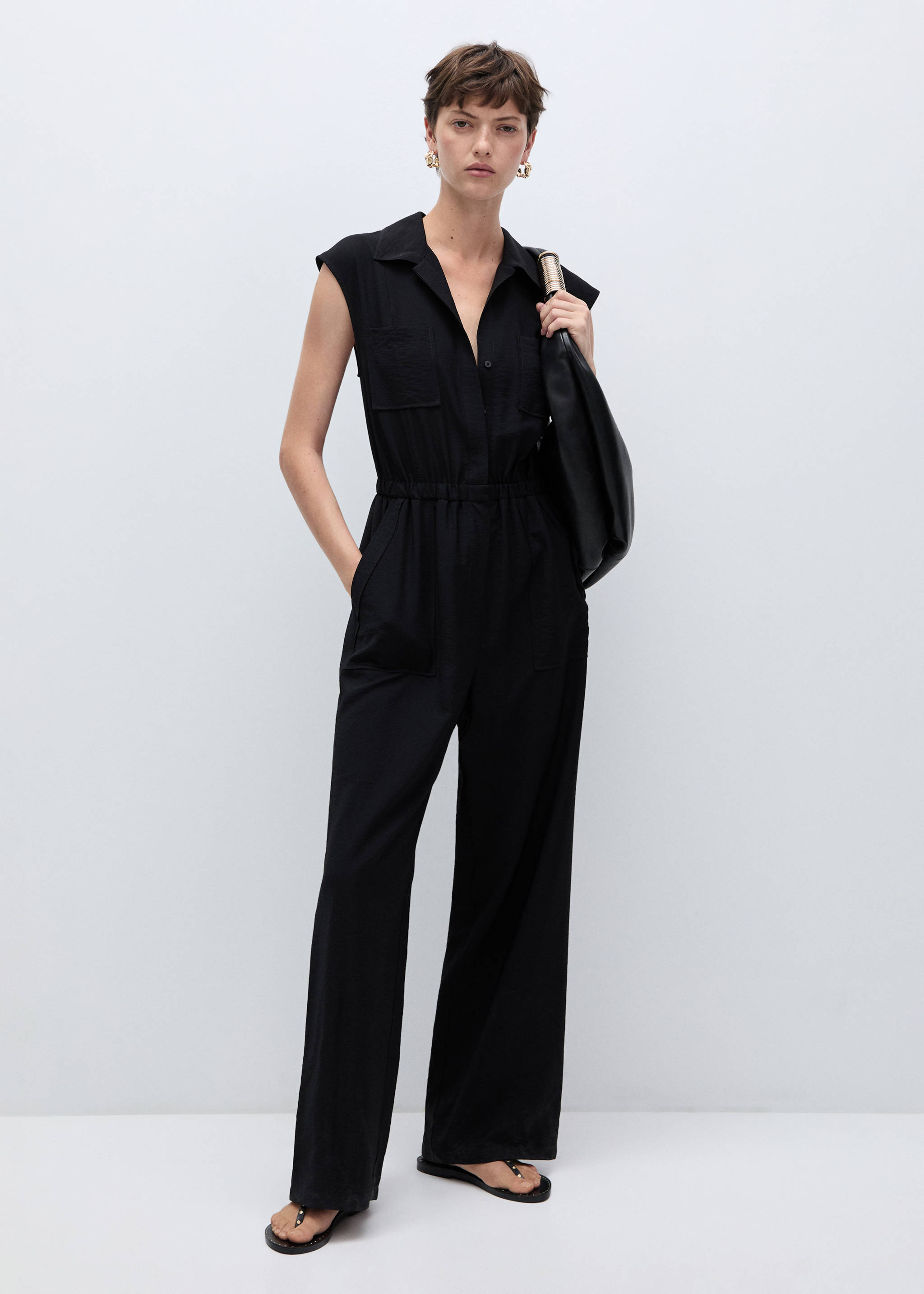 Jumpsuit with pockets and shirt collar - General plane