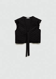 Quilted gilet with pleat — Black 4
