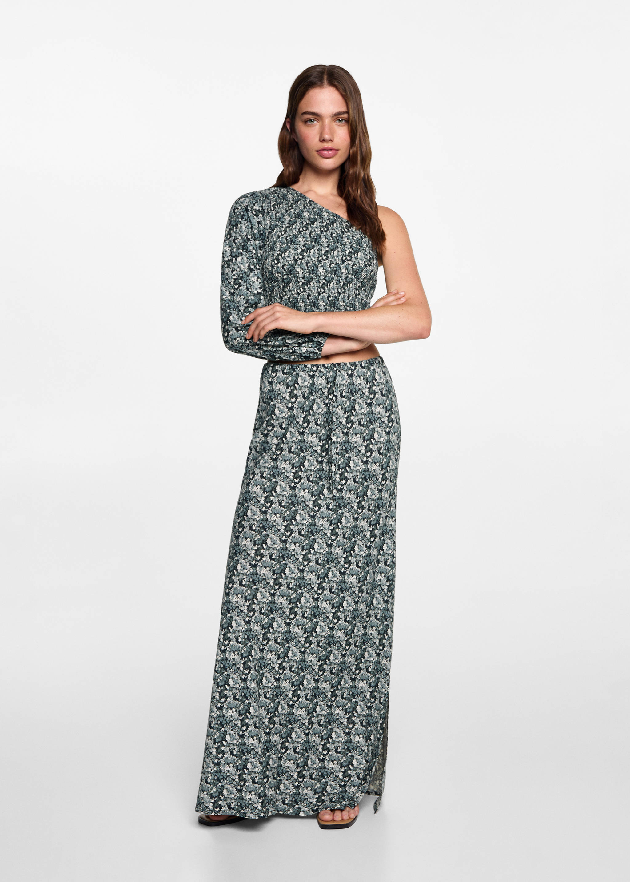 Floral-print long skirt - General plane