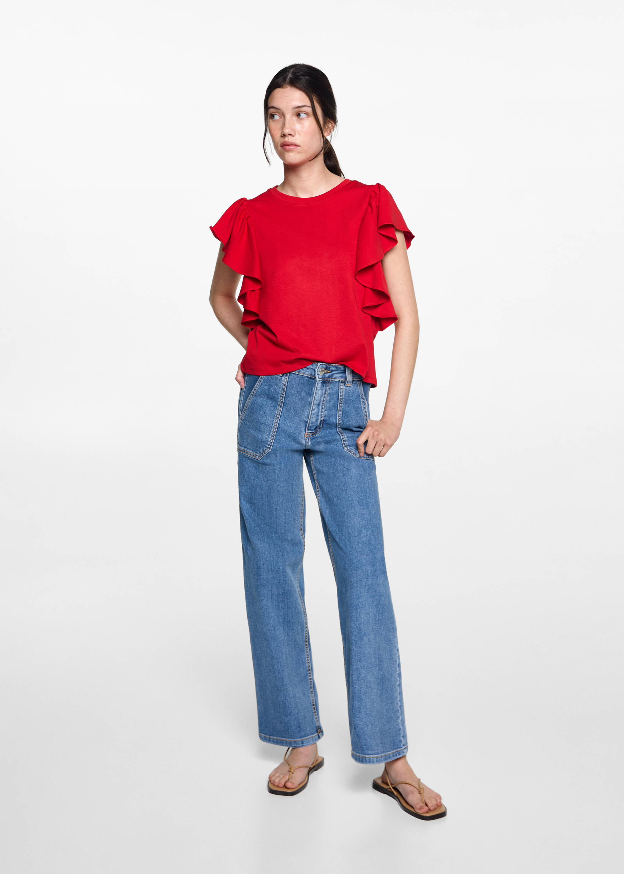 T-shirt en coton à volants - Plan général