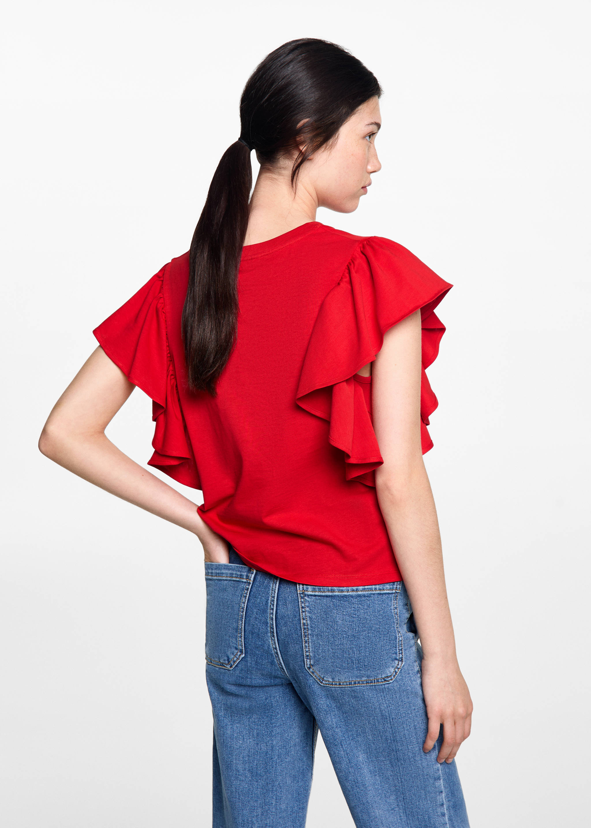 T-shirt en coton à volants - Verso de l’article