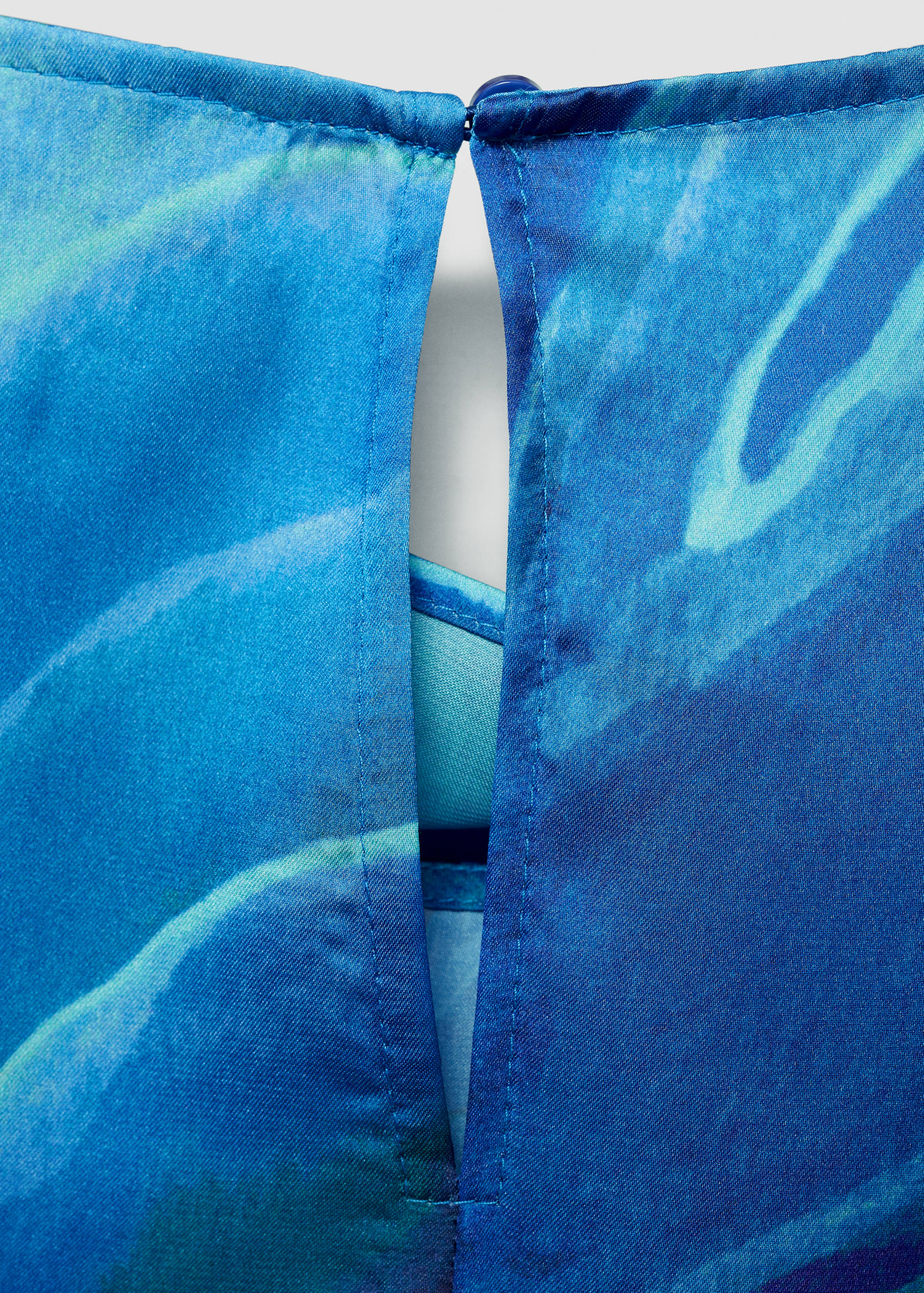 Satin printed blouse with draped neck - Details of the article 0