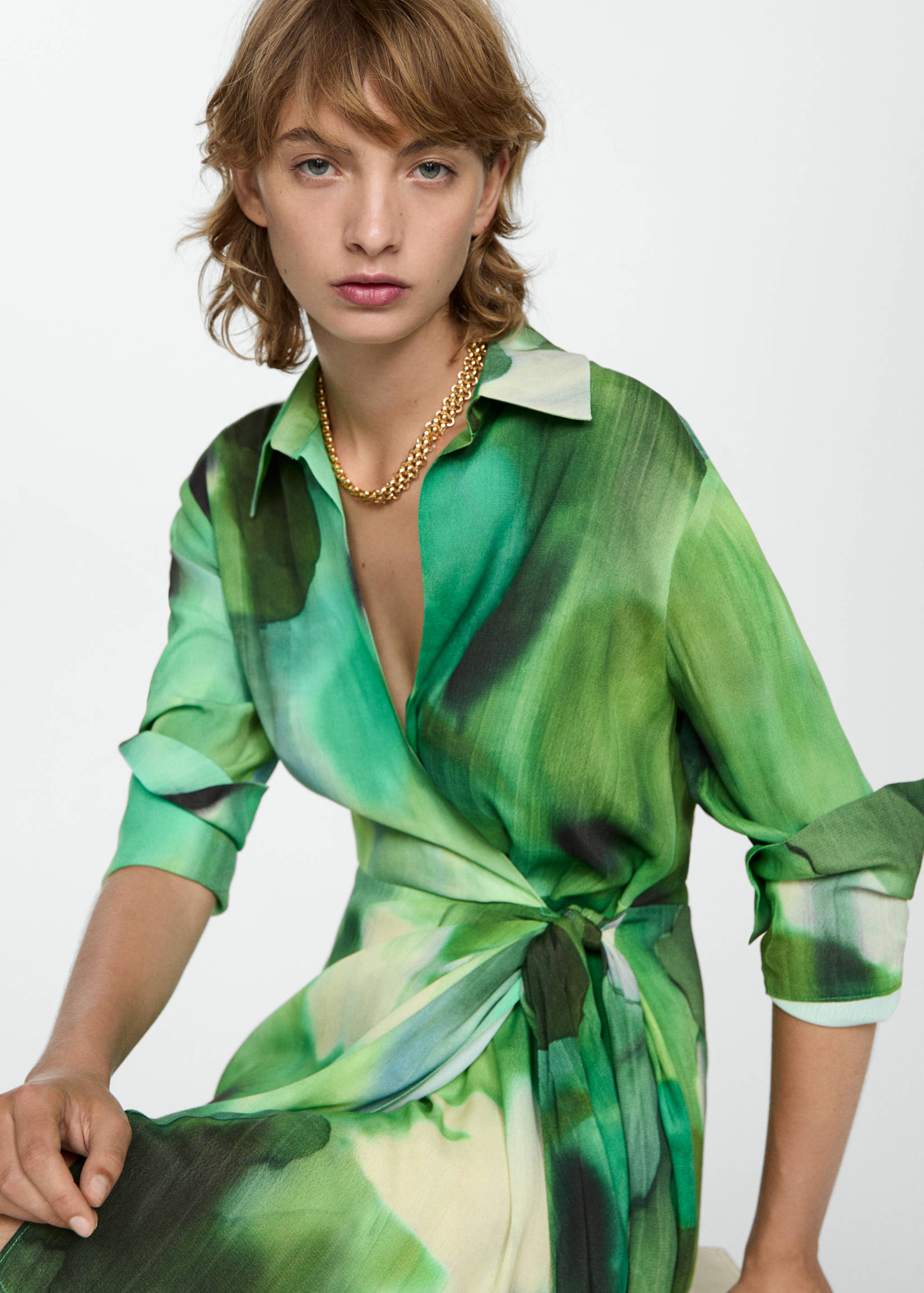 Printed bow dress - Details of the article 2