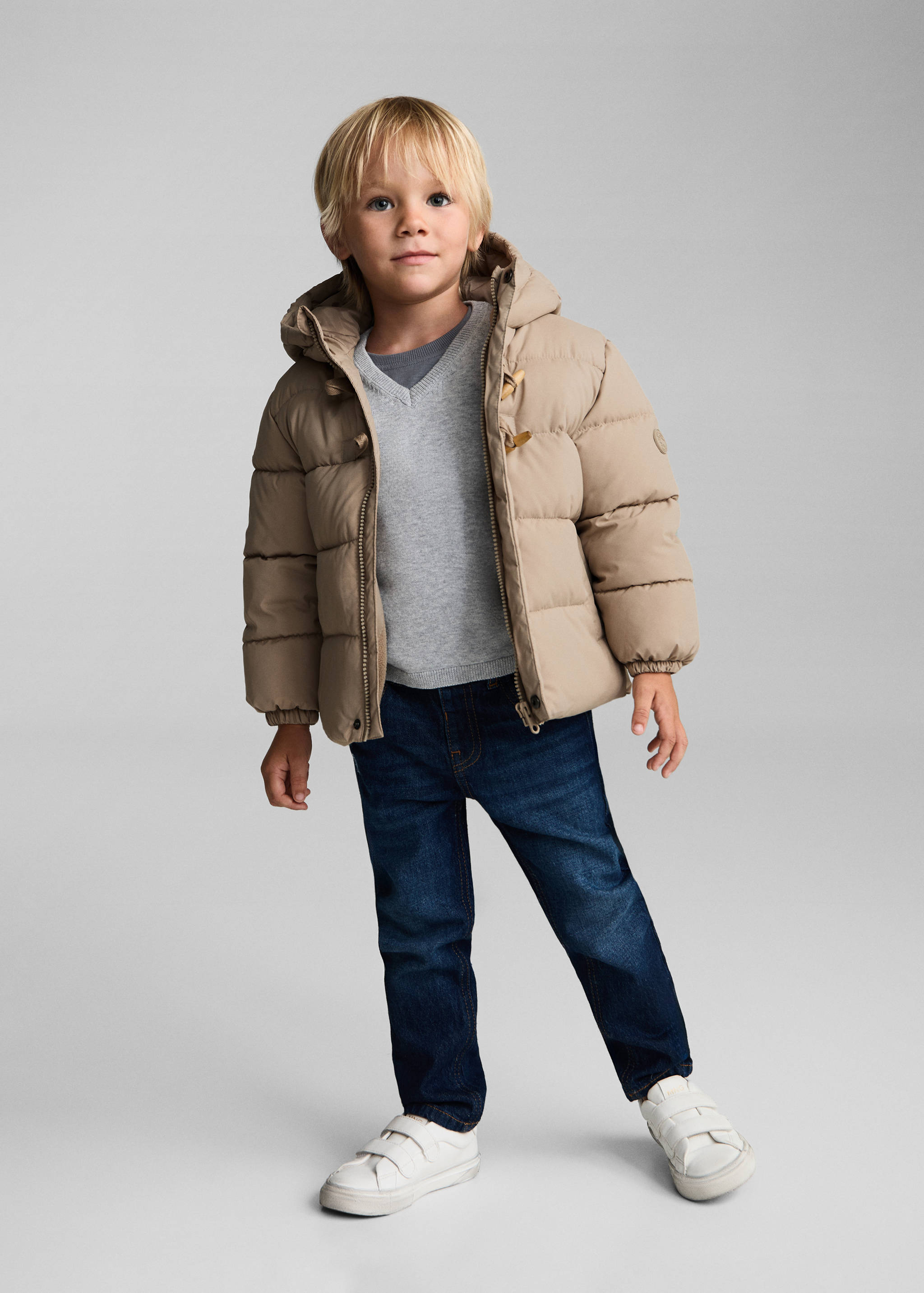 Padded anorak with shearling lining - General plane