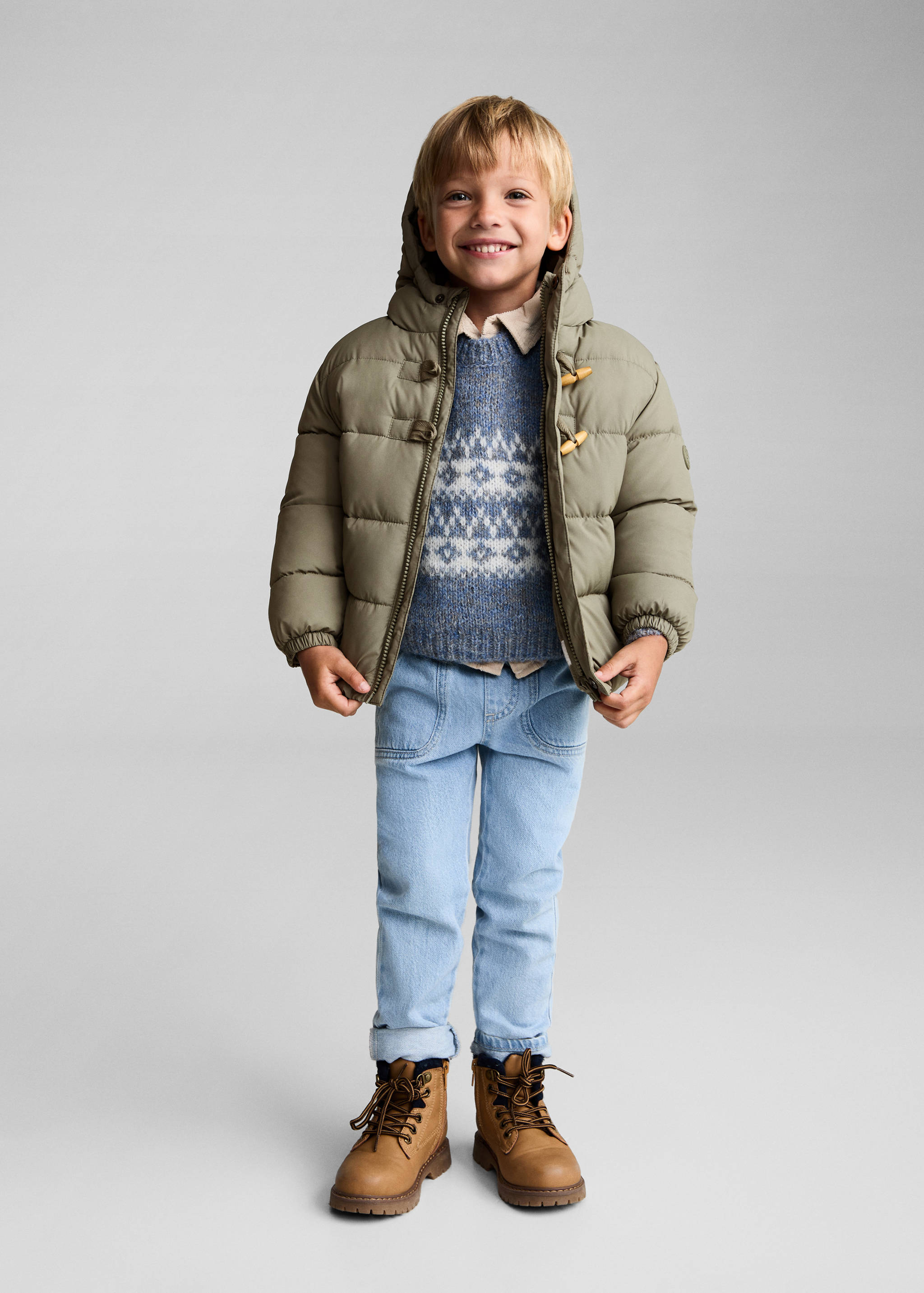 Padded anorak with shearling lining - General plane
