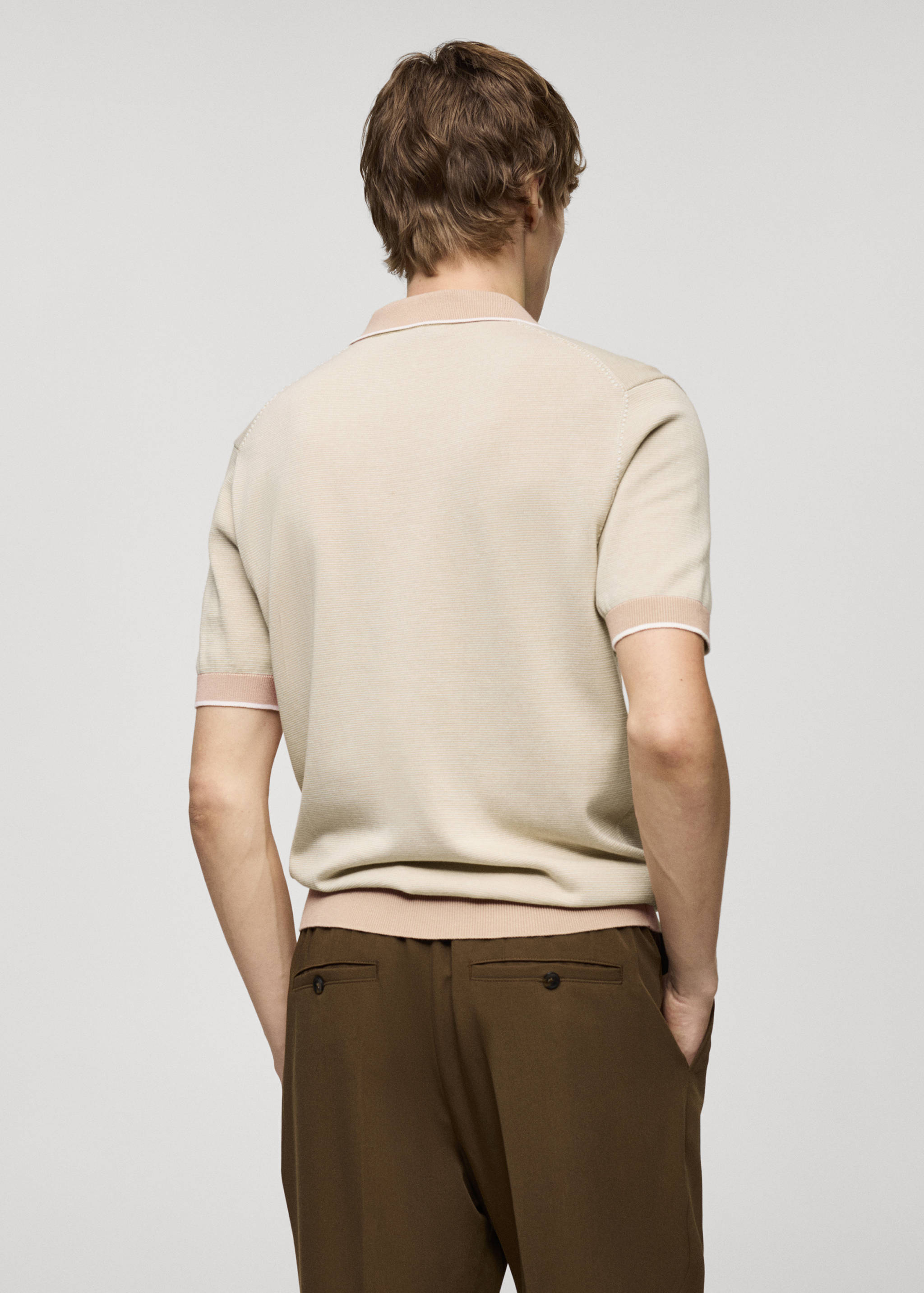 Cotton-knit polo shirt with zip - Reverse of the article