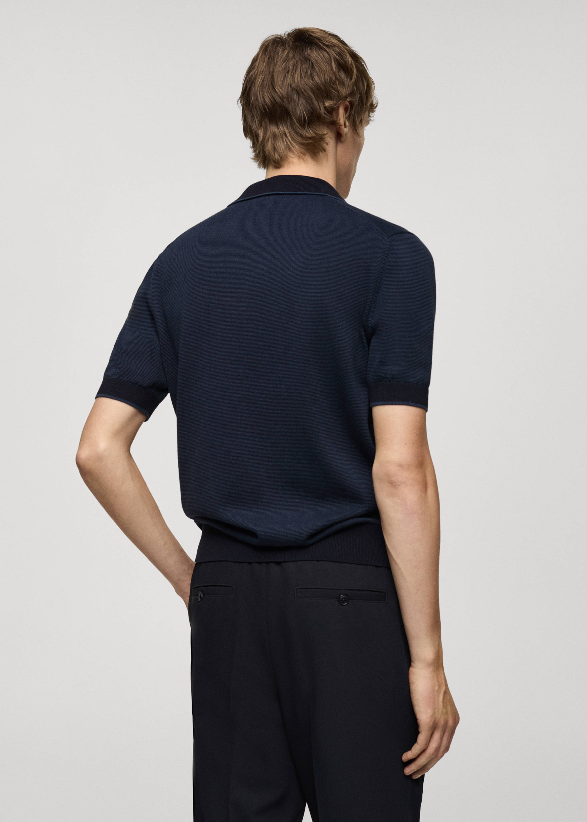 Cotton-knit polo shirt with zip - Reverse of the article