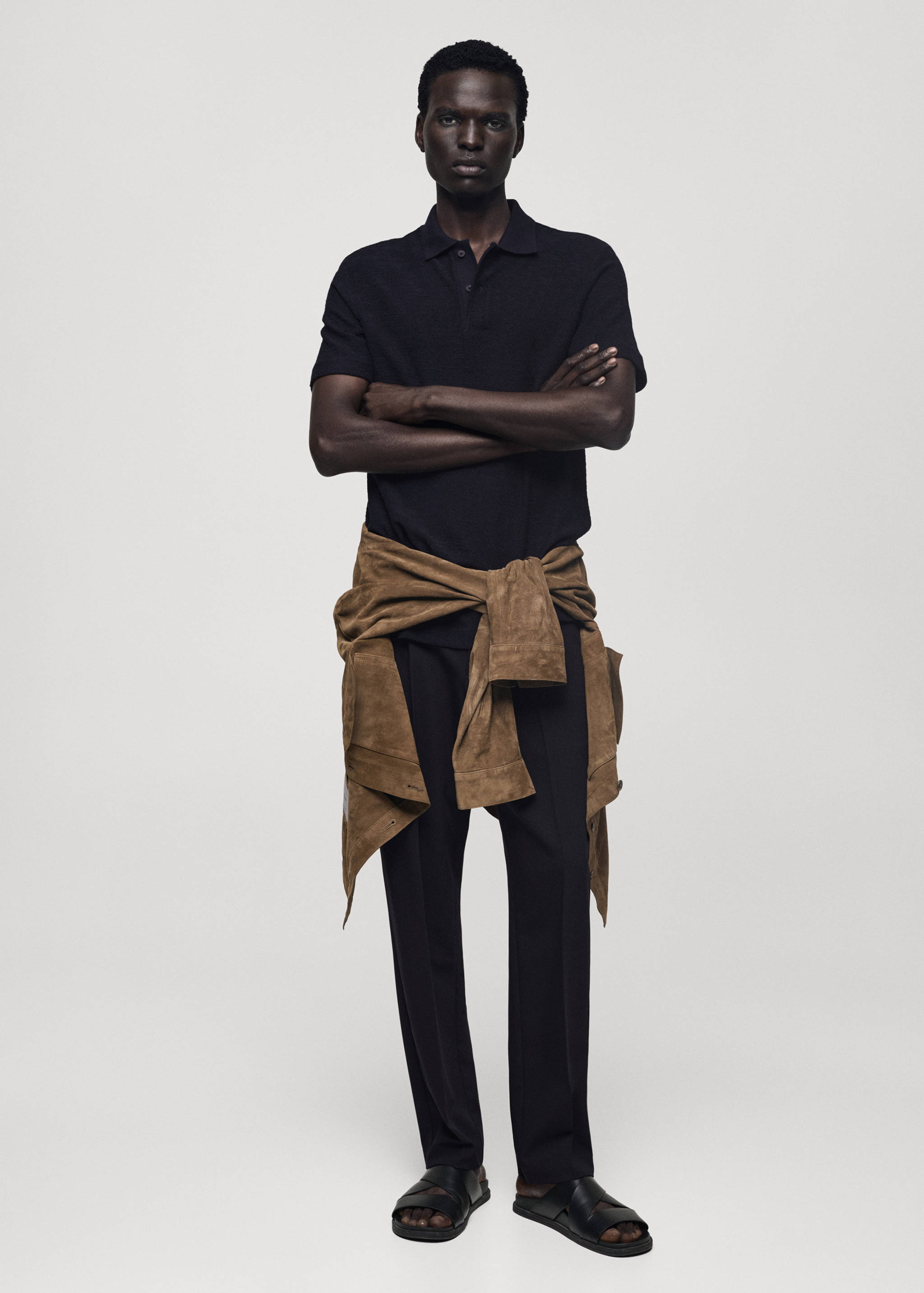 Regular-fit cotton polo shirt with terry structure - General plane