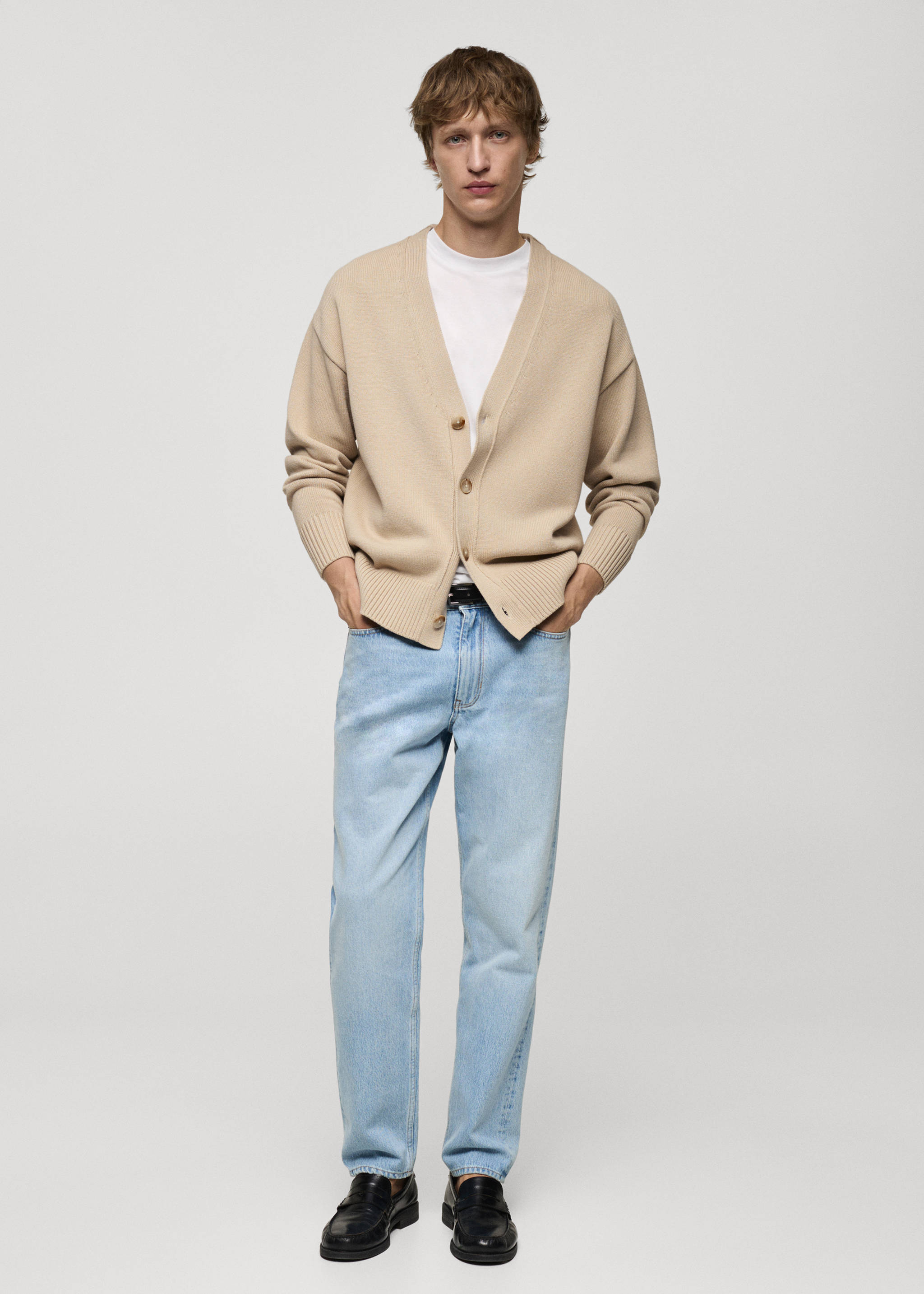 Knitted cotton cardigan with buttons - General plane