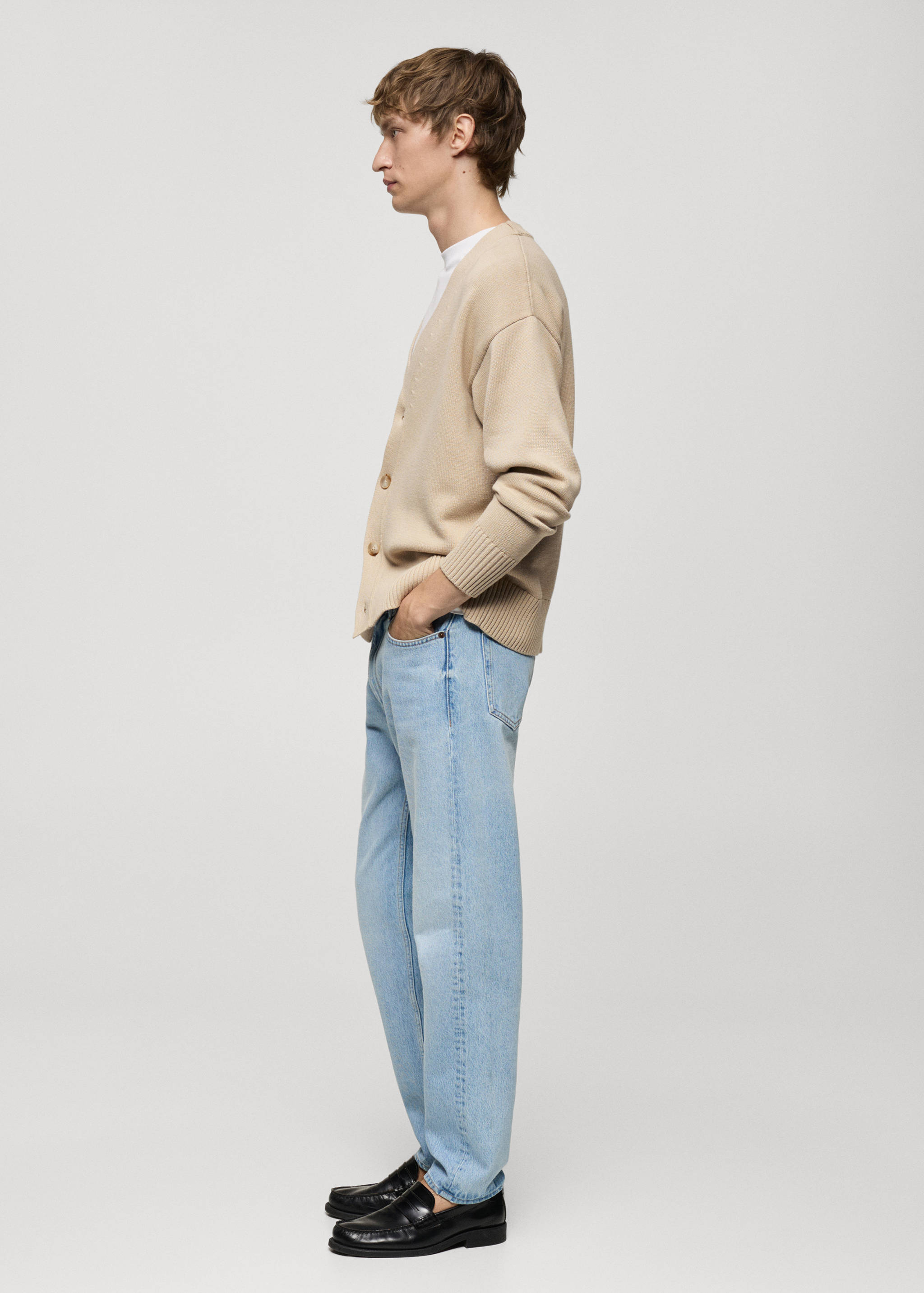 Knitted cotton cardigan with buttons - Details of the article 2