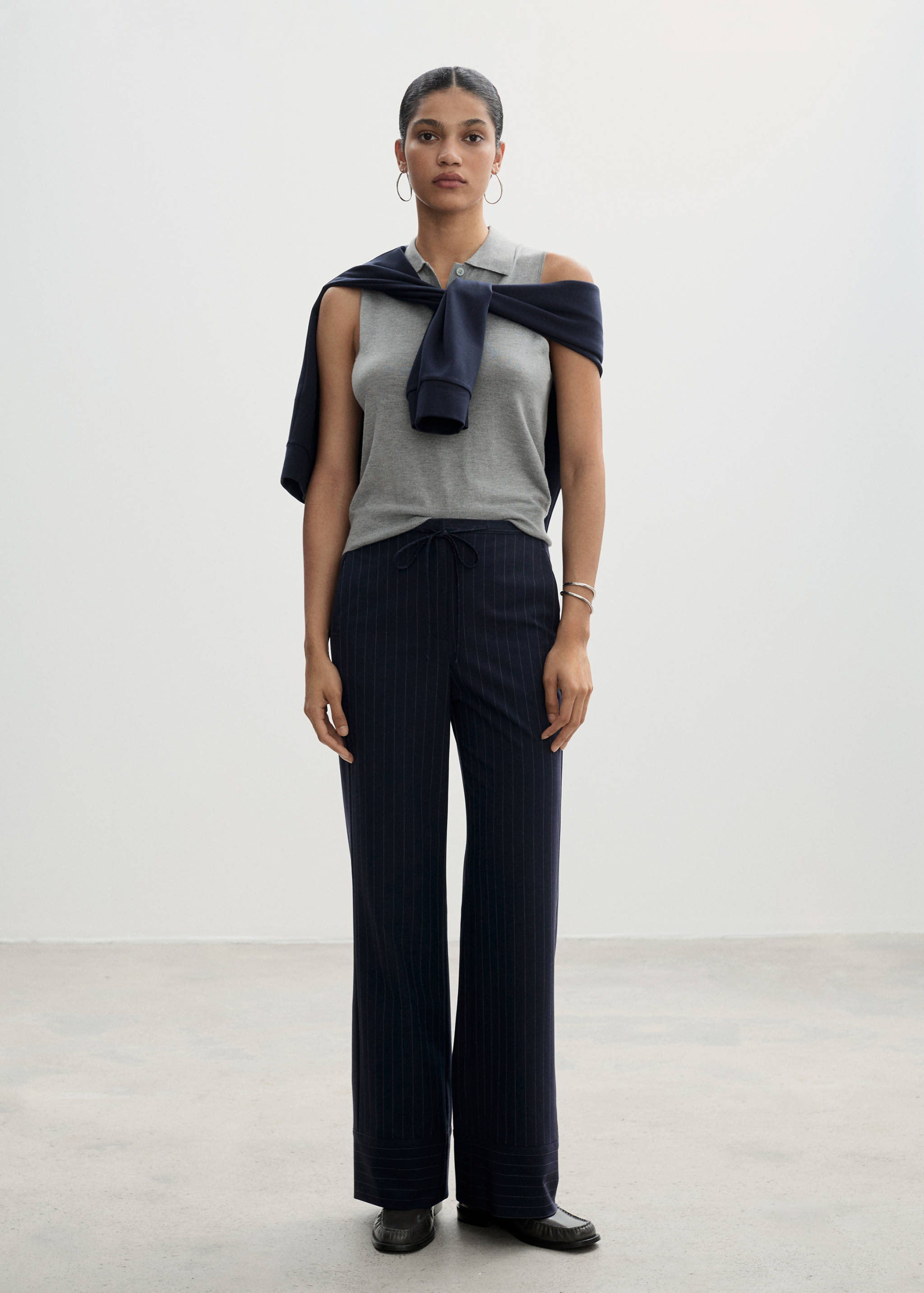 Chalk-stripe straight trousers - General plane