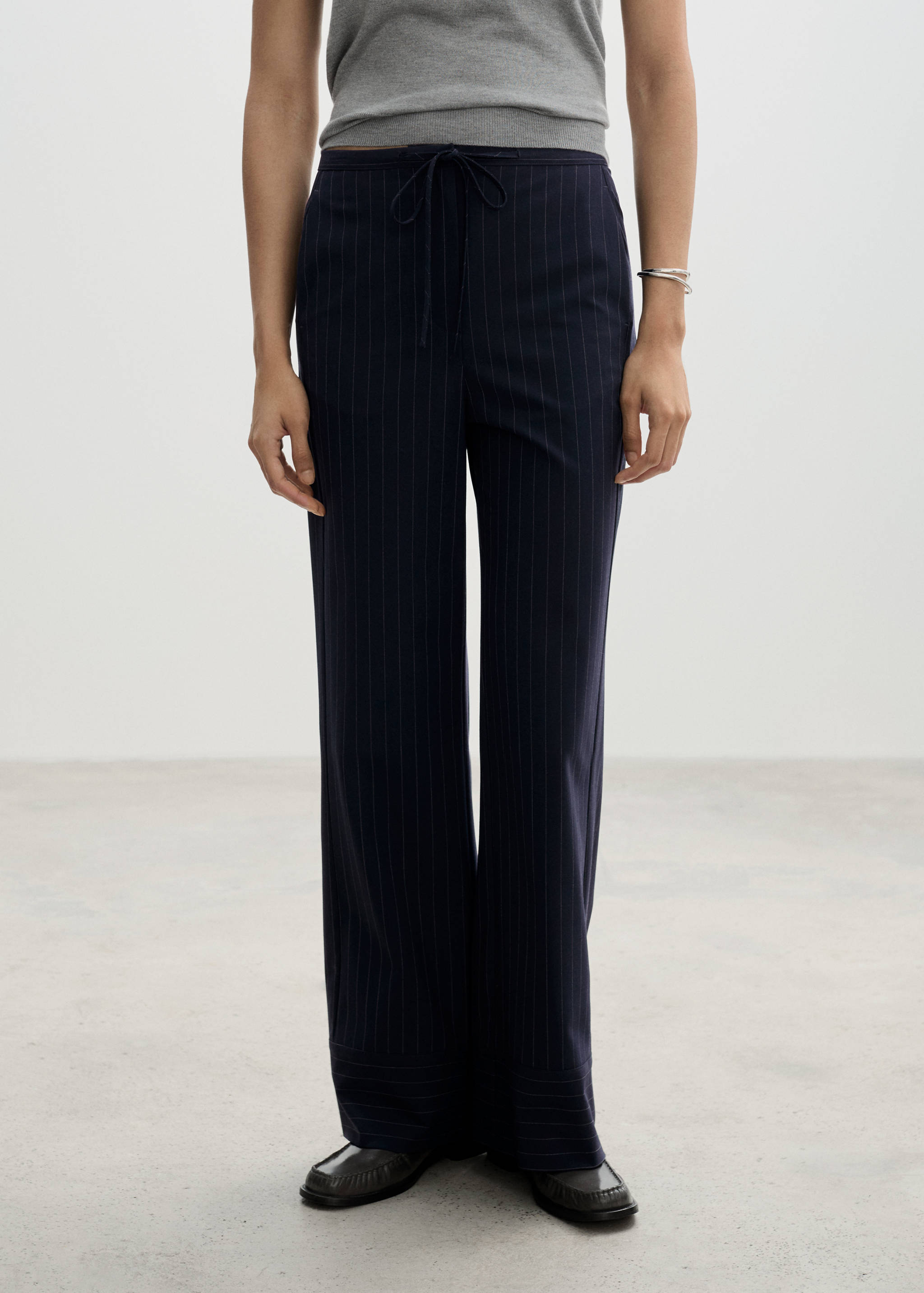 Chalk-stripe straight trousers - Medium plane