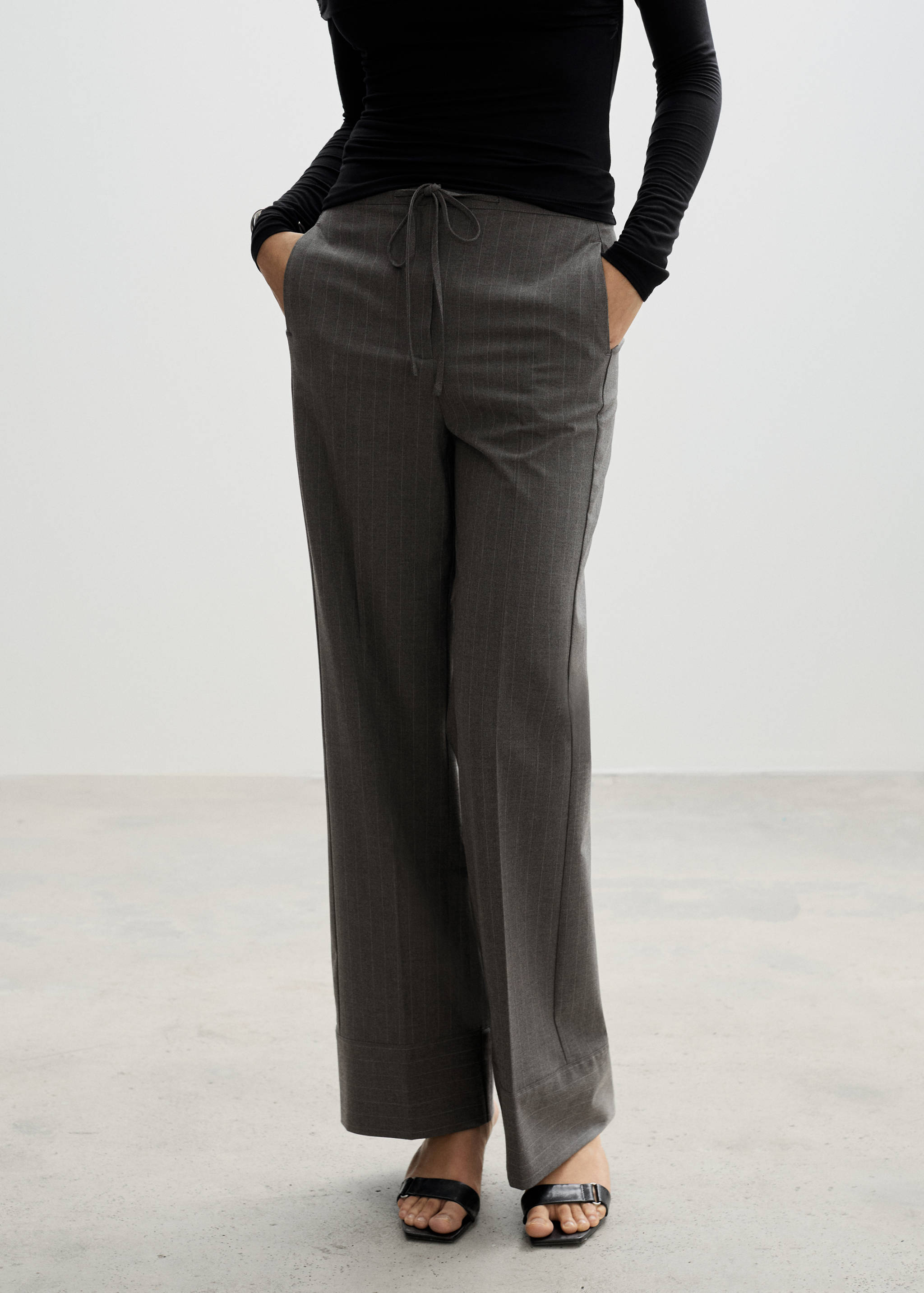 Chalk-stripe straight trousers - Medium plane