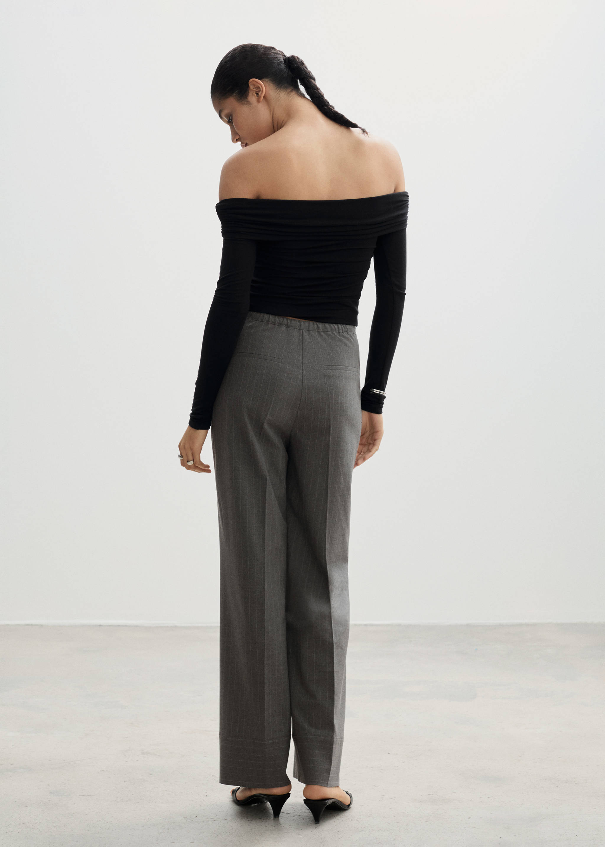 Chalk-stripe straight trousers - Reverse of the article