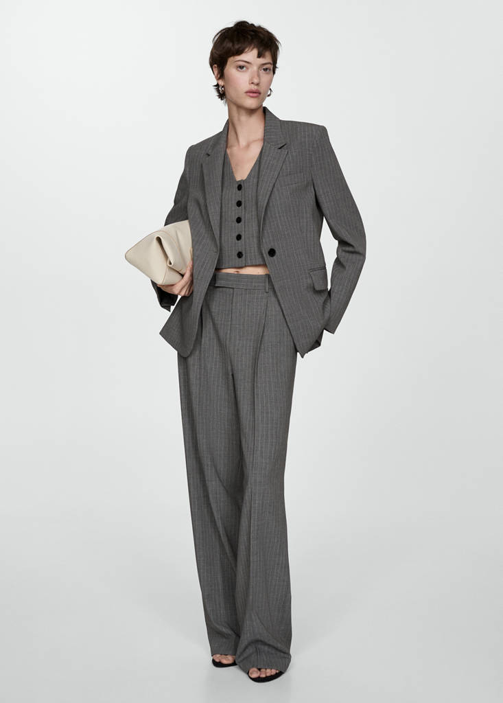Pinstriped suit waistcoat — Grey