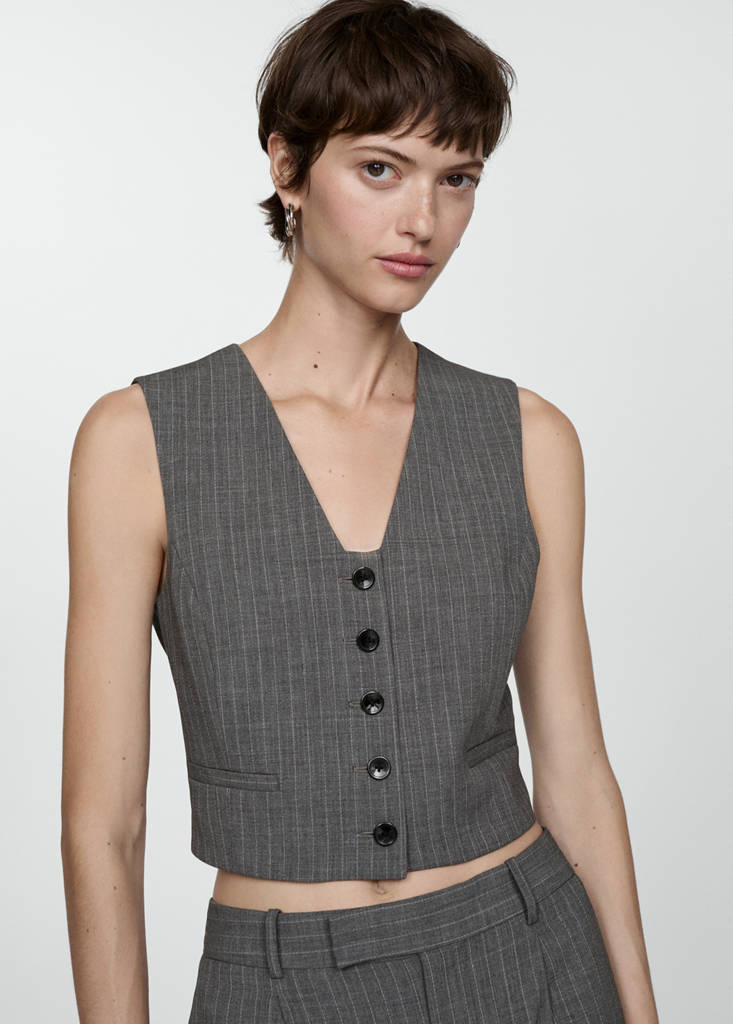 Pinstriped suit waistcoat — Grey
