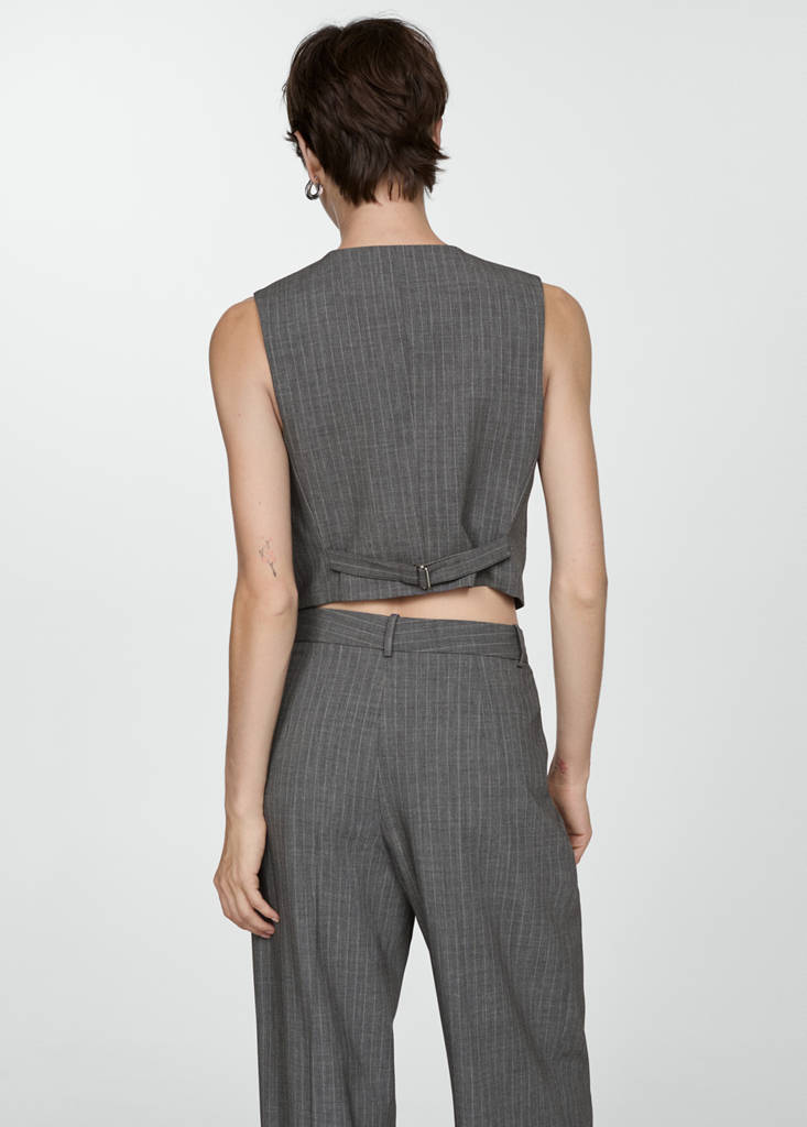 Pinstriped suit waistcoat — Grey