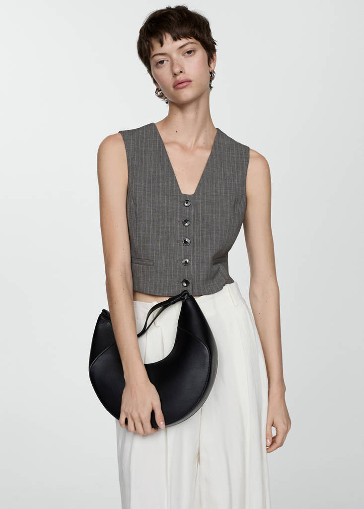 Pinstriped suit waistcoat — Grey