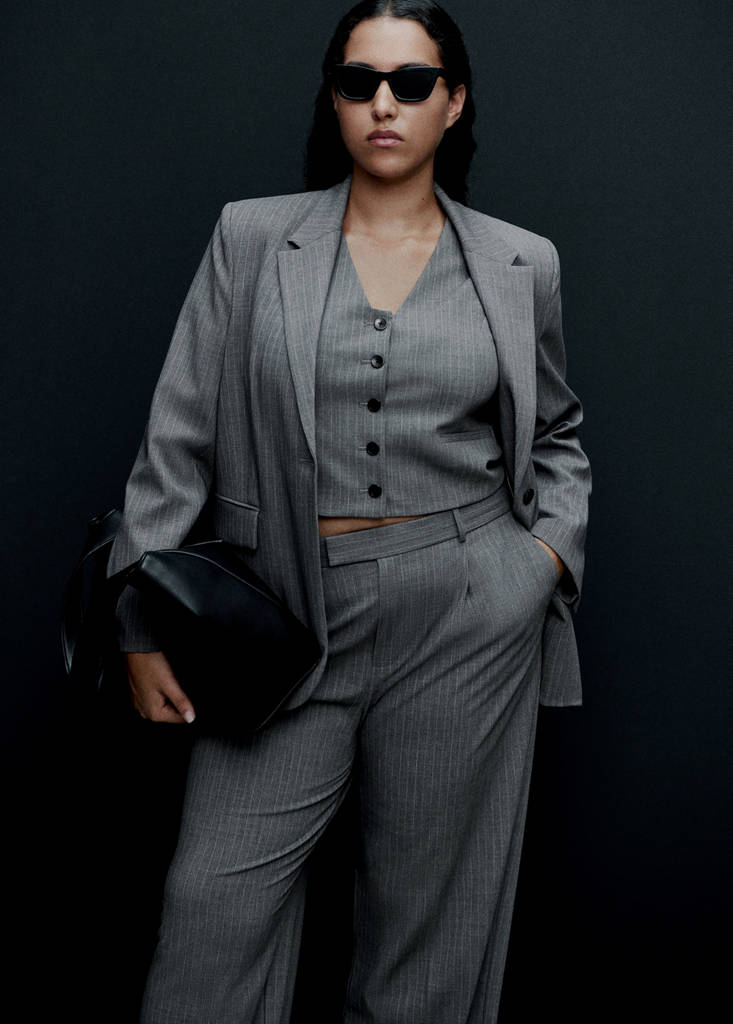 Pinstriped suit waistcoat — Grey