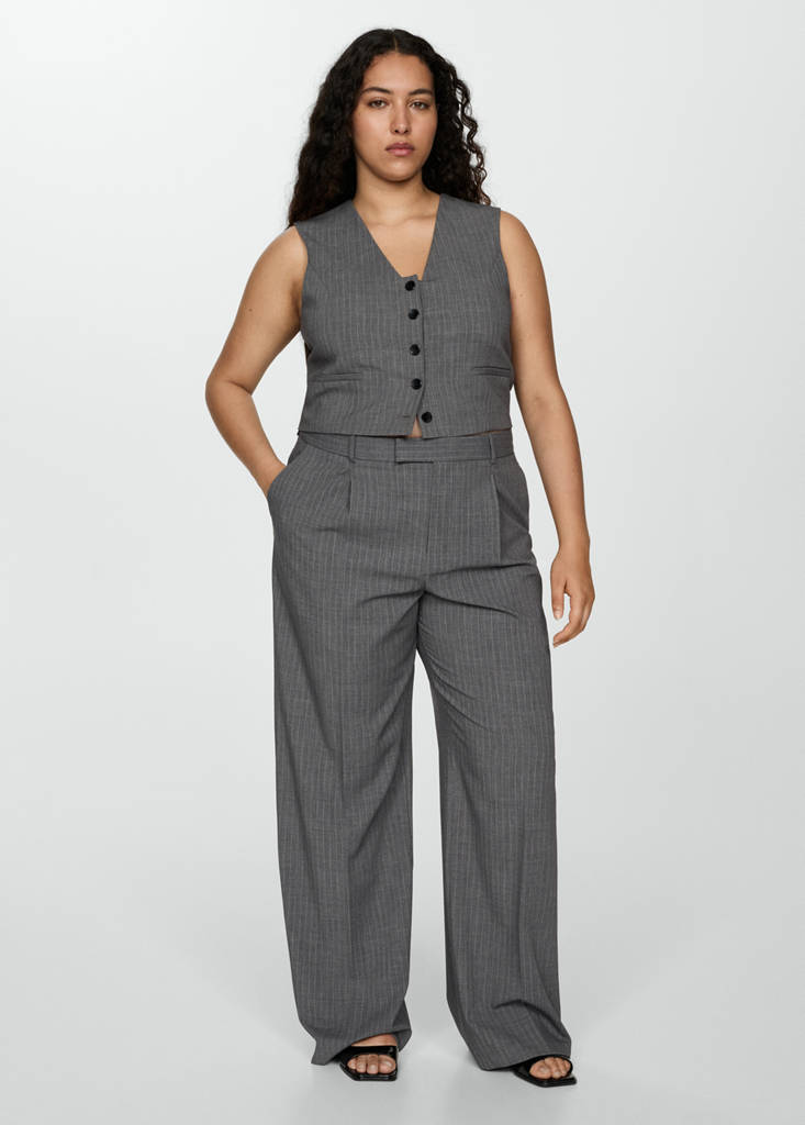 Pinstriped suit waistcoat — Grey
