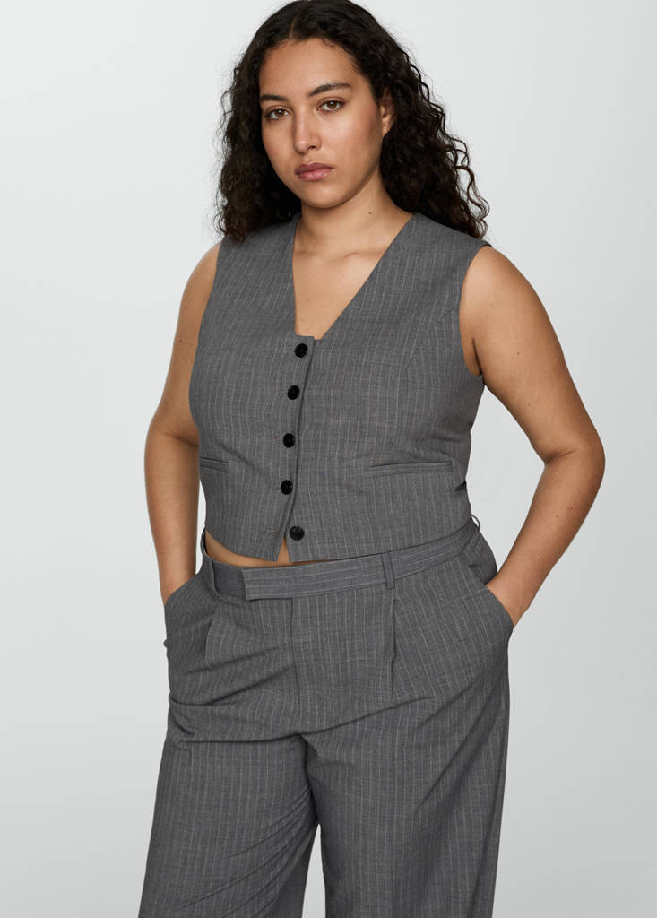 Pinstriped suit waistcoat — Grey