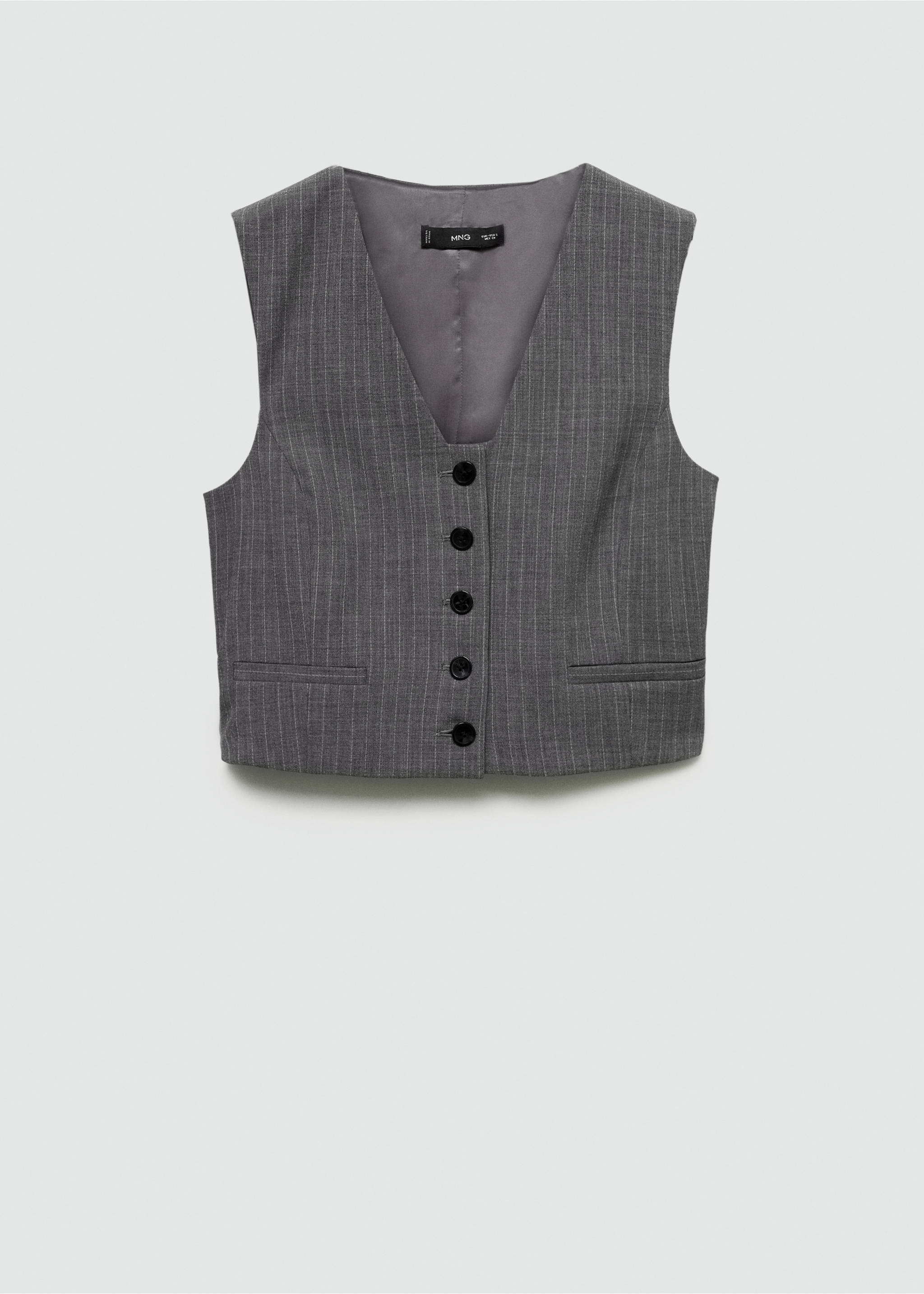 Pinstriped suit waistcoat - Article without model, Grey. Ref: 77054766-00.