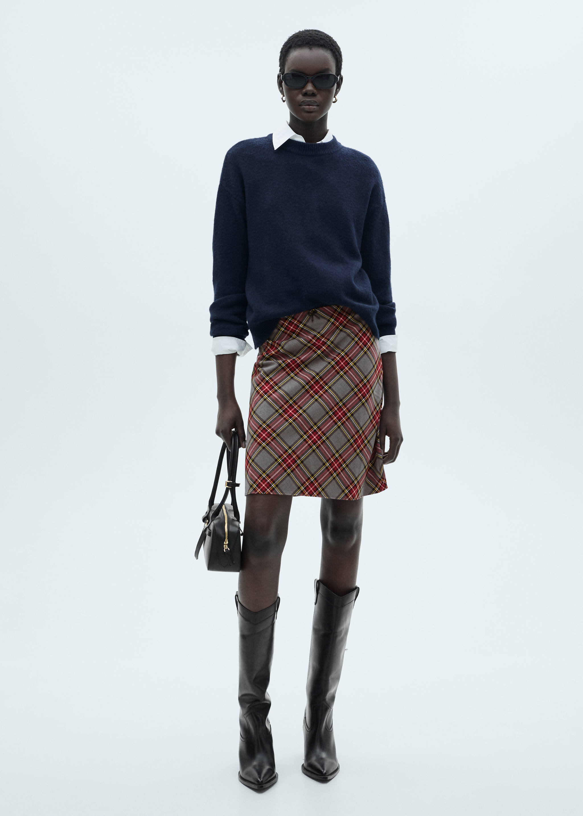 Jupe carreaux bord dentelle - Plan général