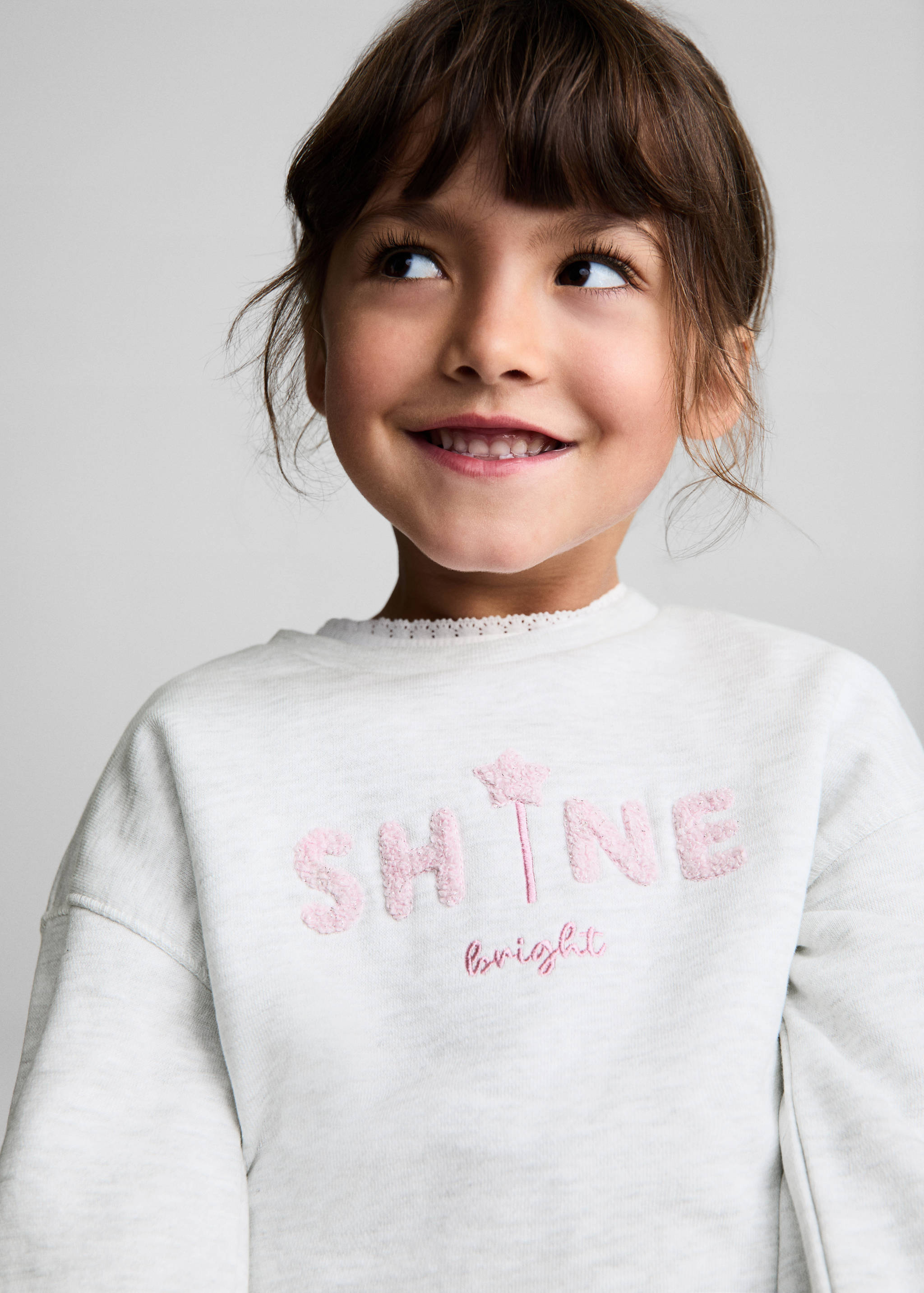 Embroidered detail cotton sweatshirt - Details of the article 1