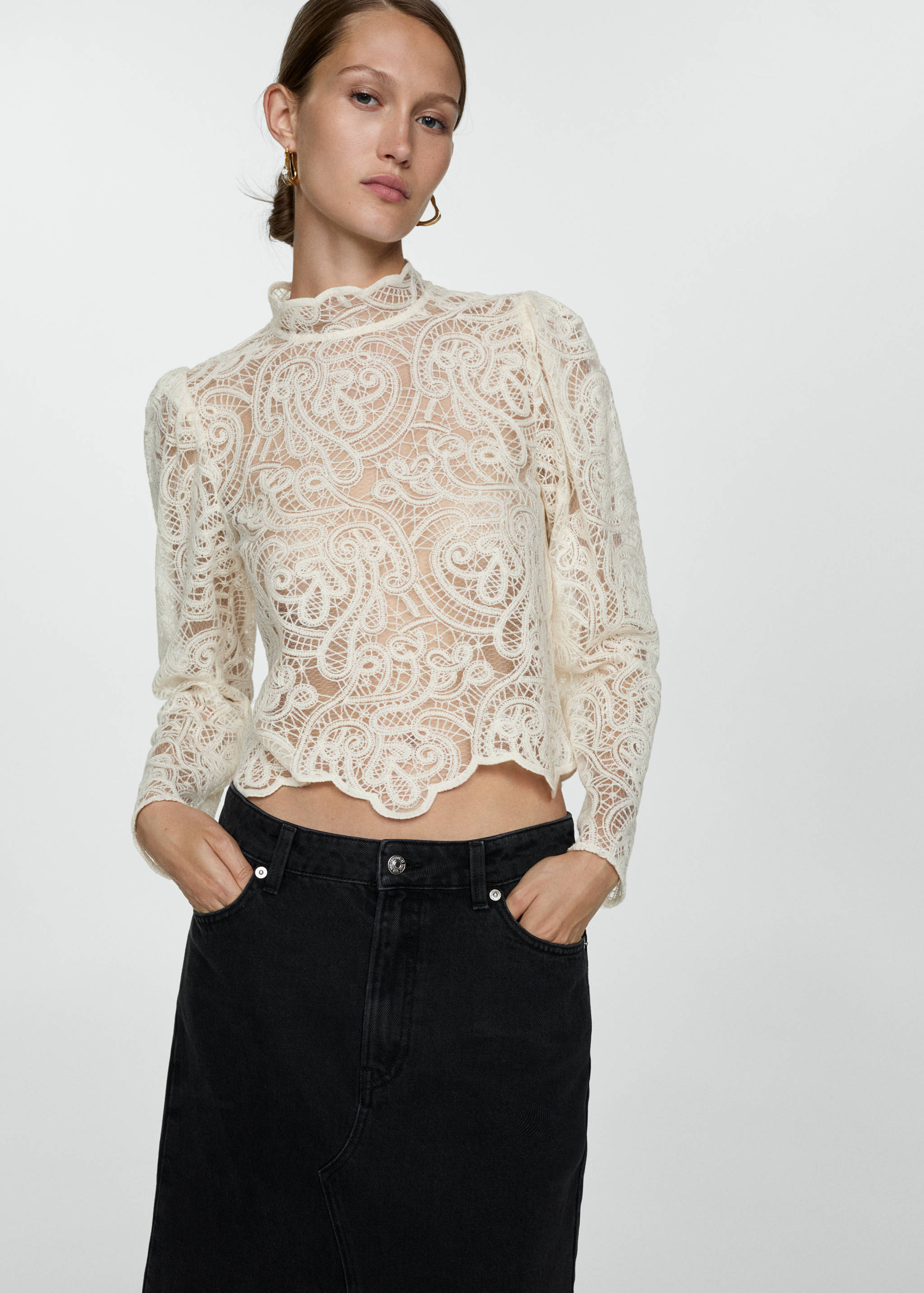 Denim midi-skirt - Details of the article 1