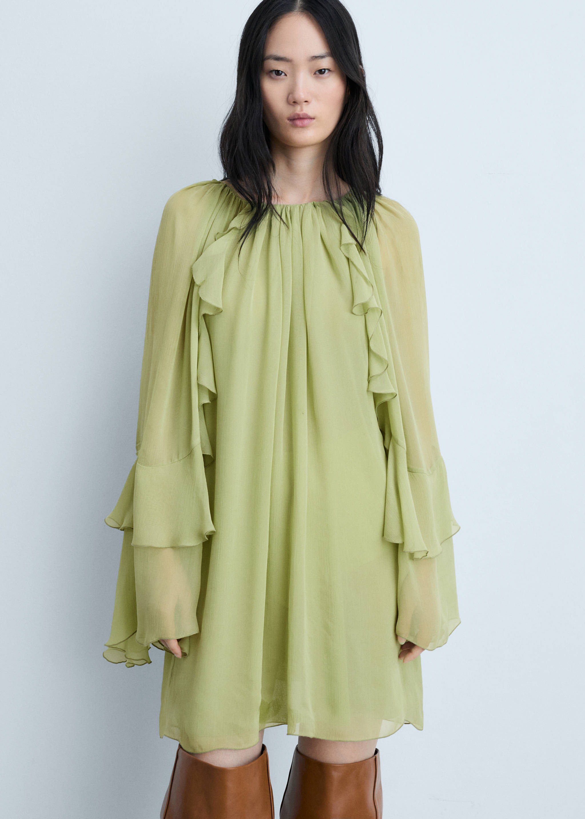 Ruffled chiffon dress - Medium plane