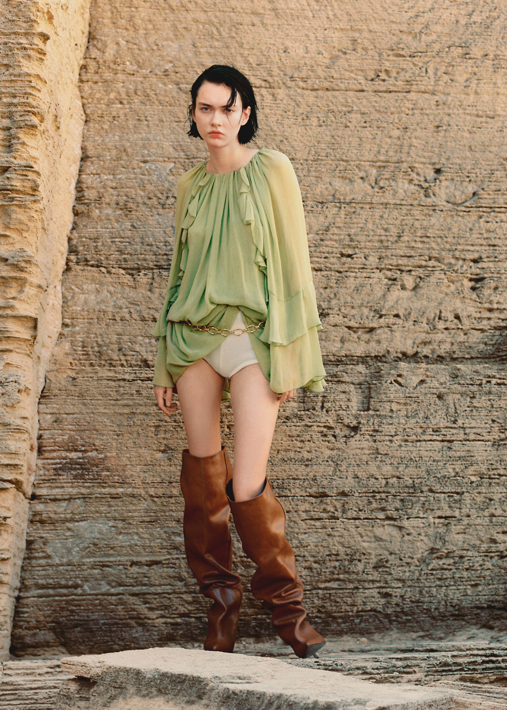 Ruffled chiffon dress - Details of the article 6