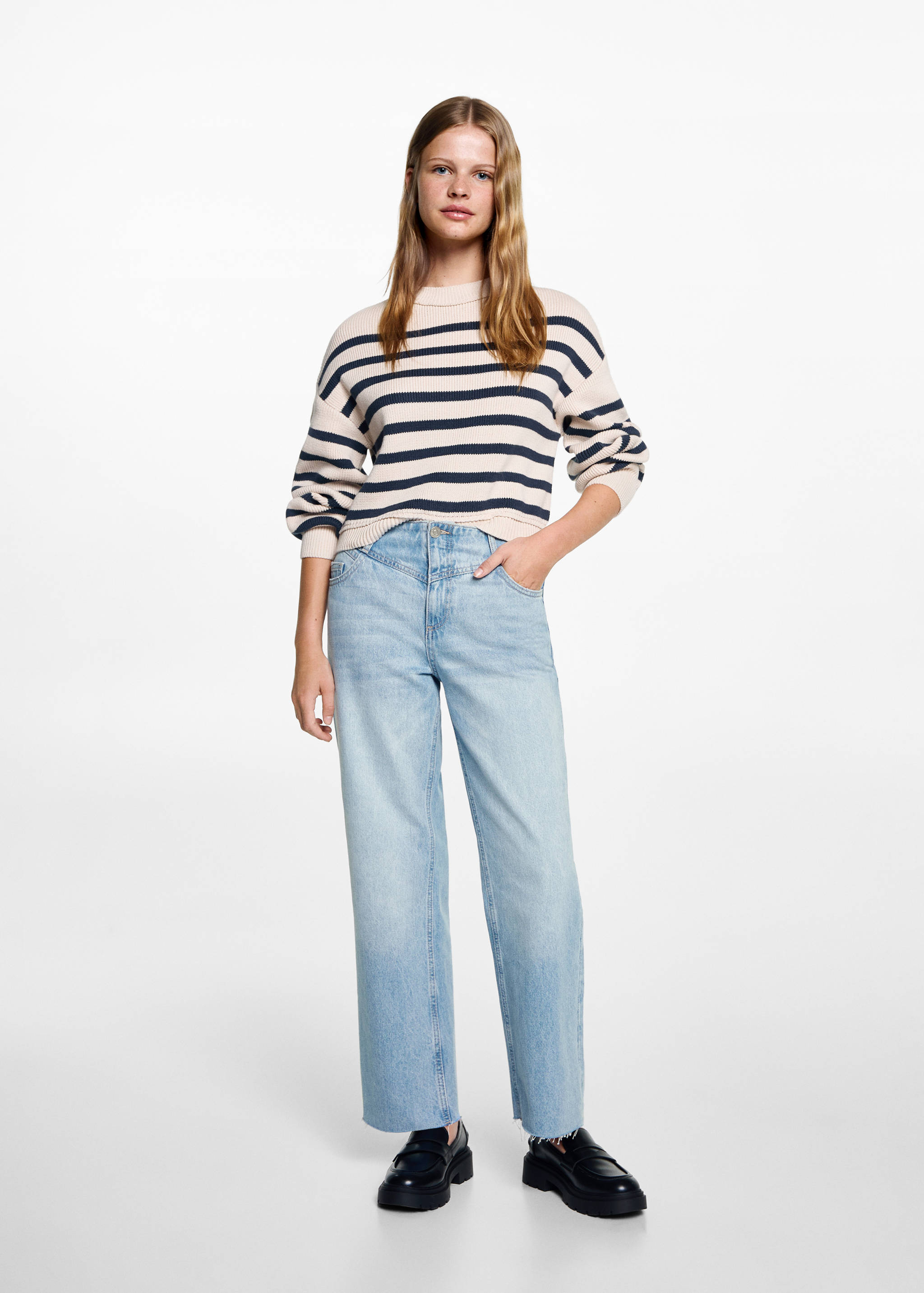 Culotte jeans with seam detail - General plane