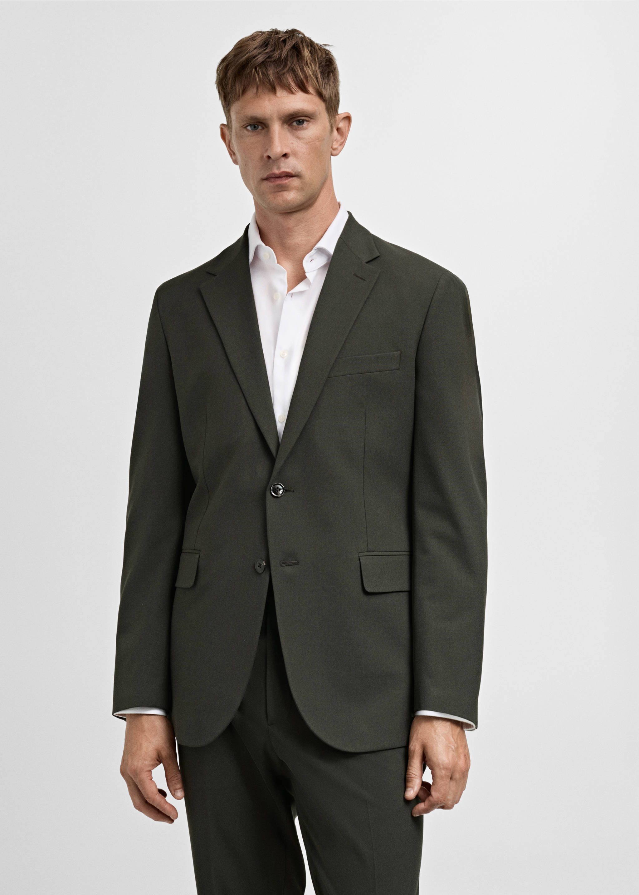 Stretch-fabric slim-fit suit jacket - Medium plane