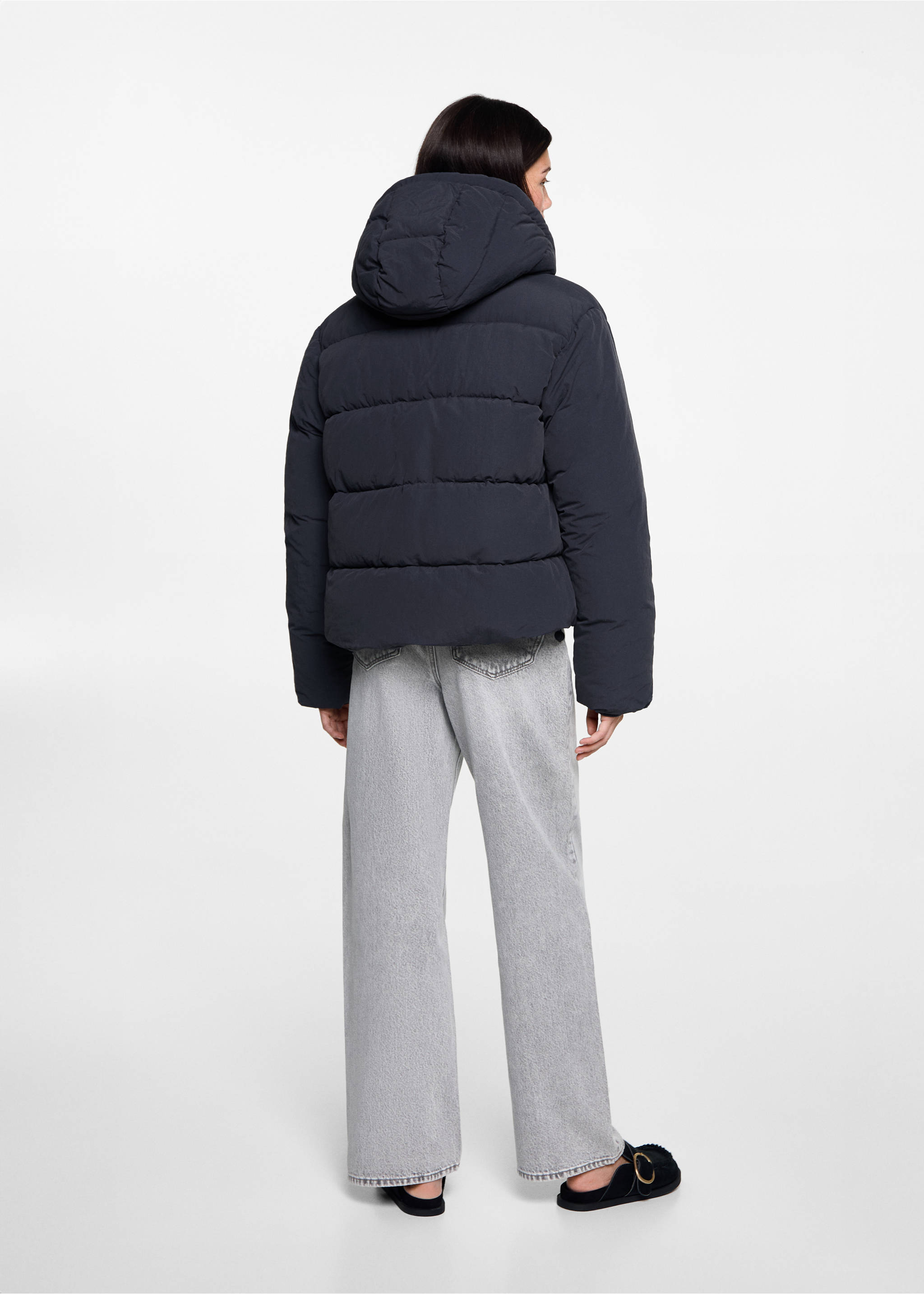 Short quilted anorak - Reverse of the article, Dark Navy. Ref: 77055629-00.