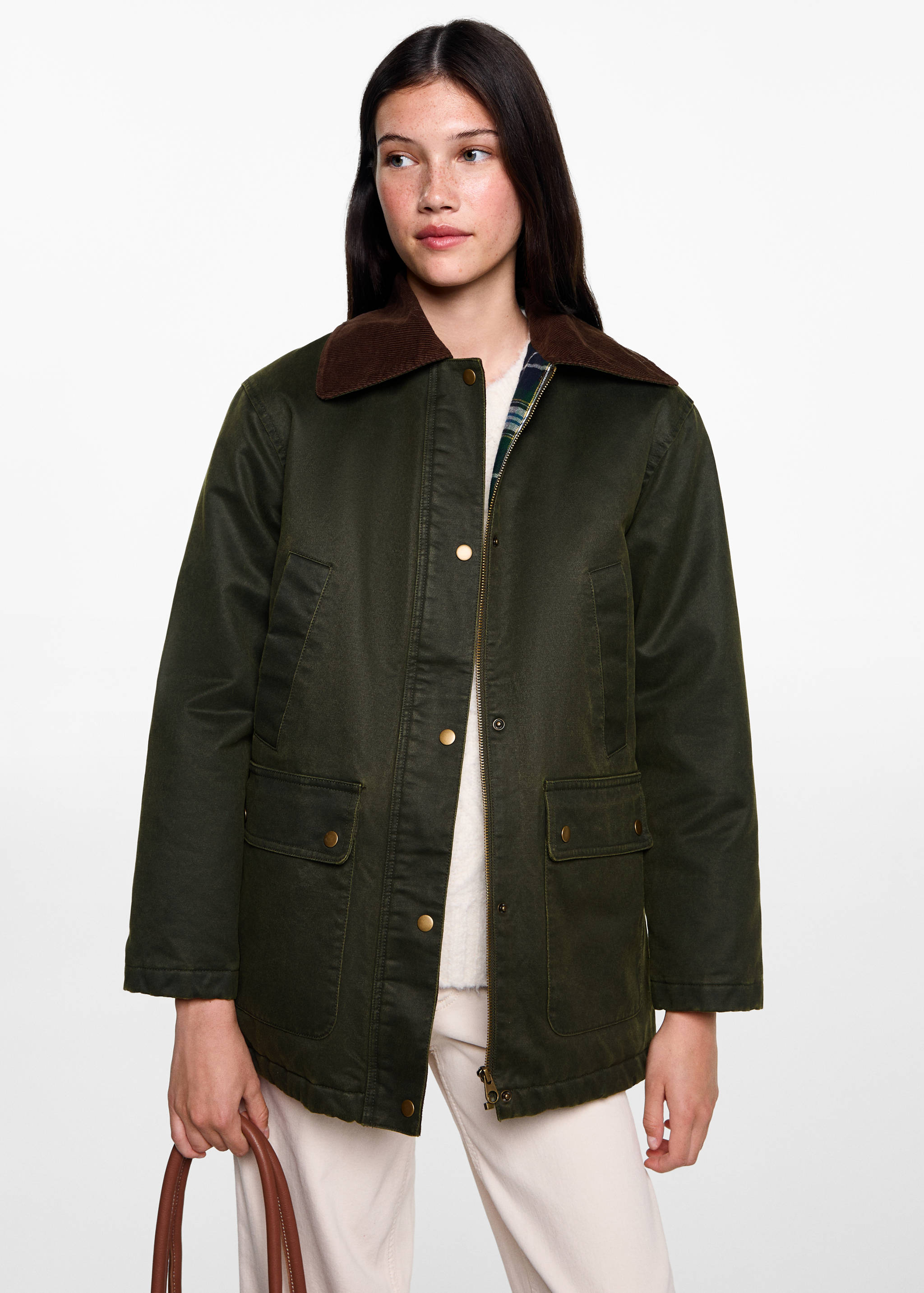 Long waxed-effect parka - Medium plane