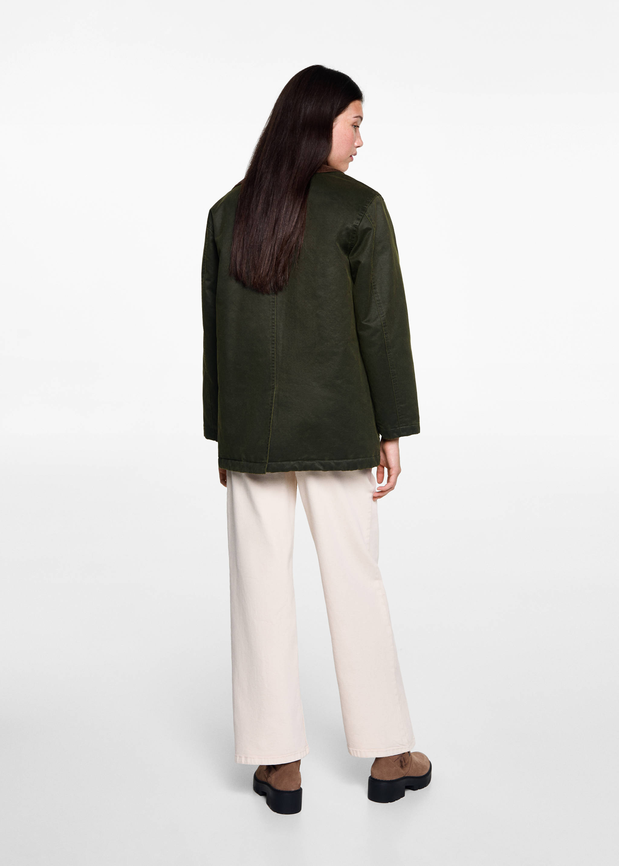 Long waxed-effect parka - Reverse of the article