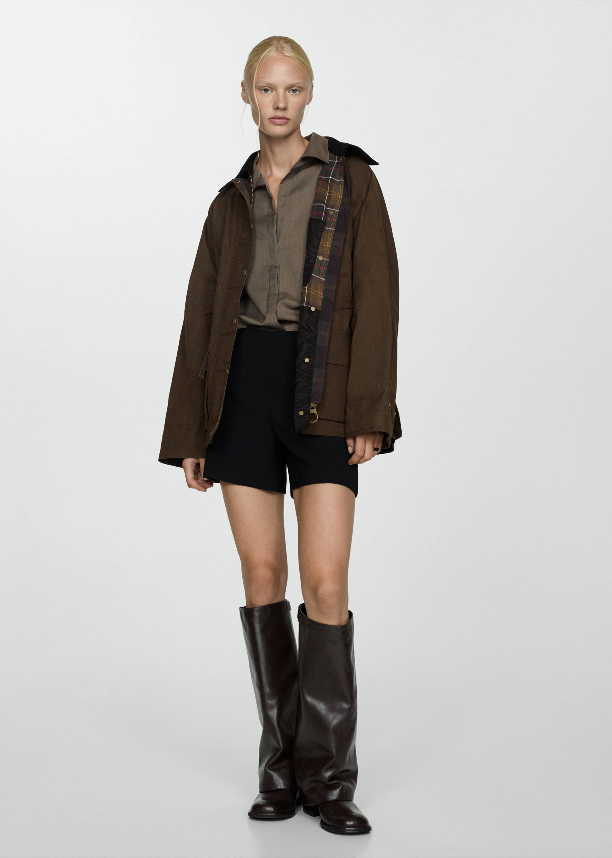 Parka courte effet ciré - Plan général, Marron. Ref: 77055632-00.