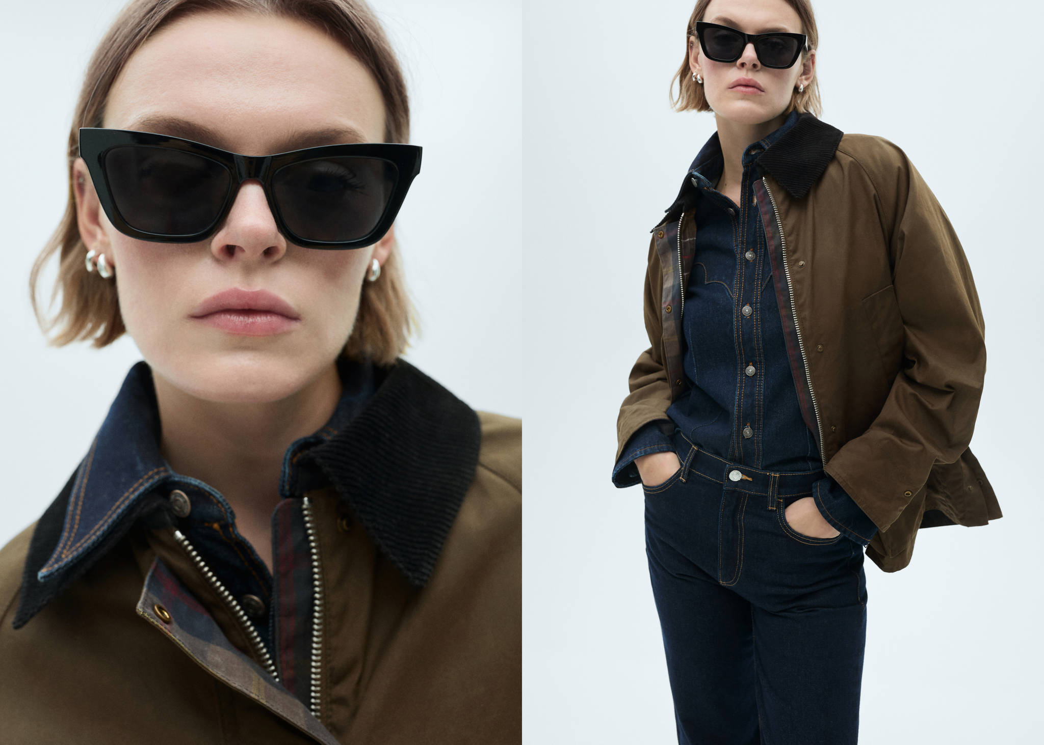 Waxed-effect short parka - Panoramic plane