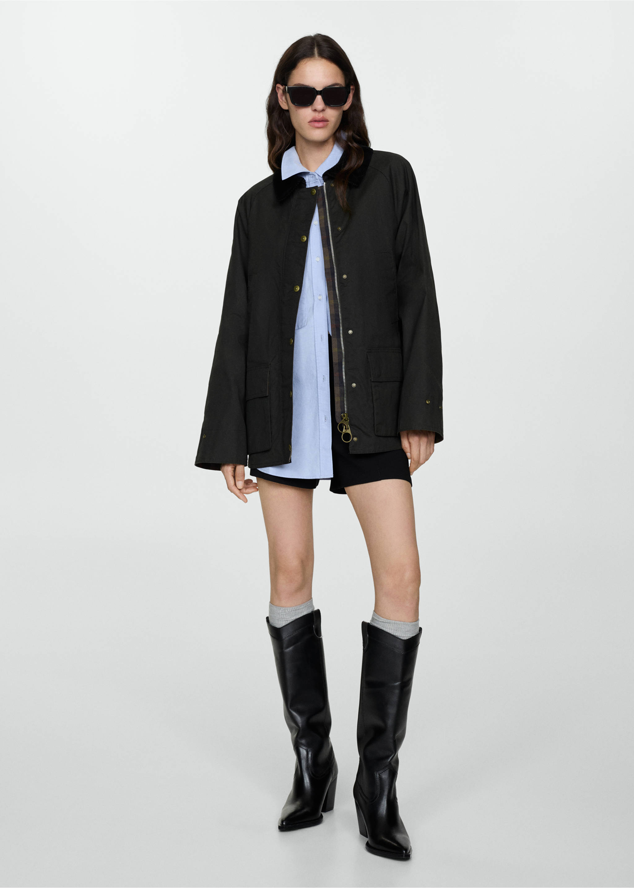 Parka courte effet ciré - Plan général, Kaki. Ref: 77055632-00.