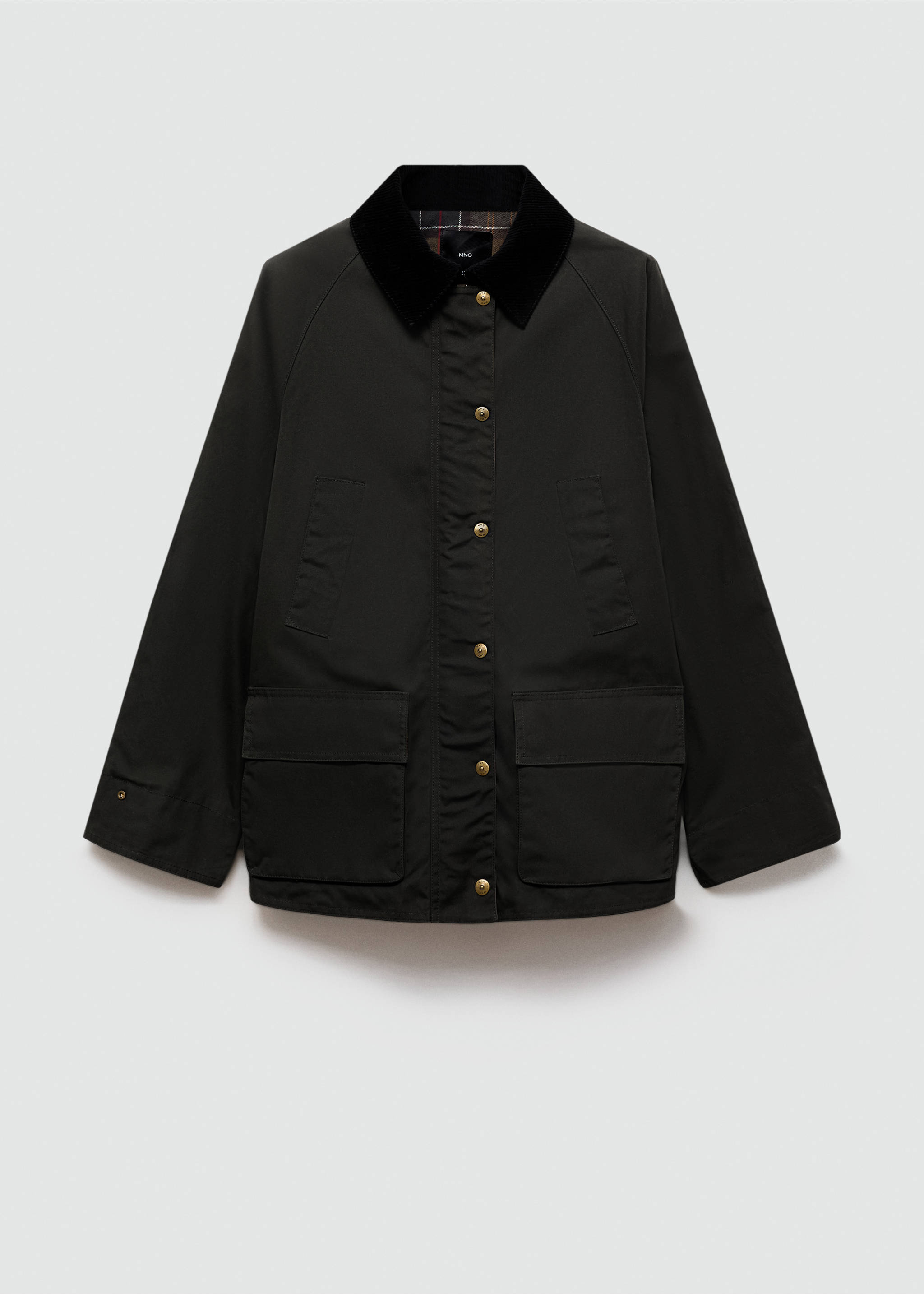 Waxed-effect short parka - Article without model, Khaki. Ref: 77055632-00.