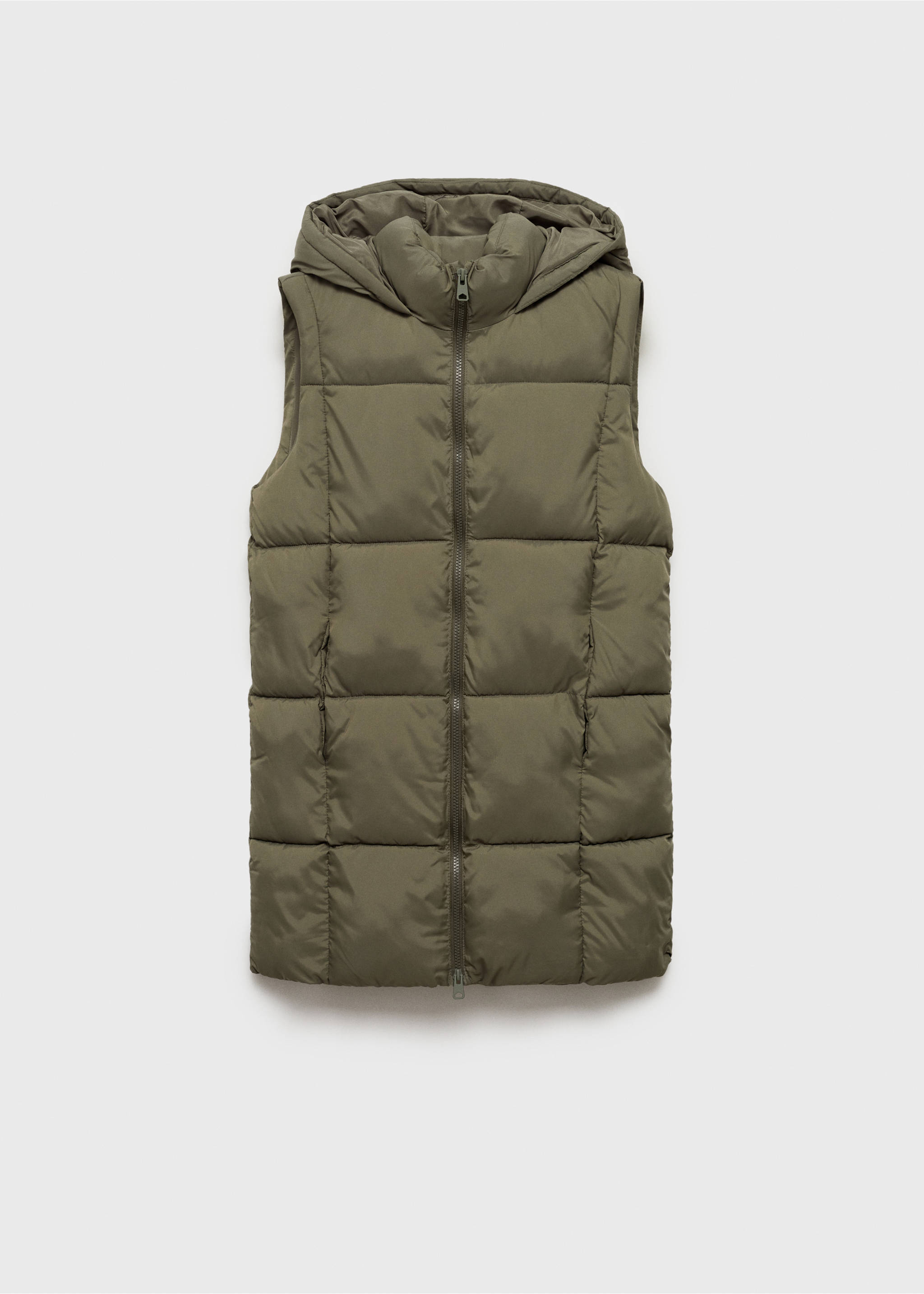 Gilet matelassé à capuche - Article sans modèle, Kaki. Ref: 77055637-00.