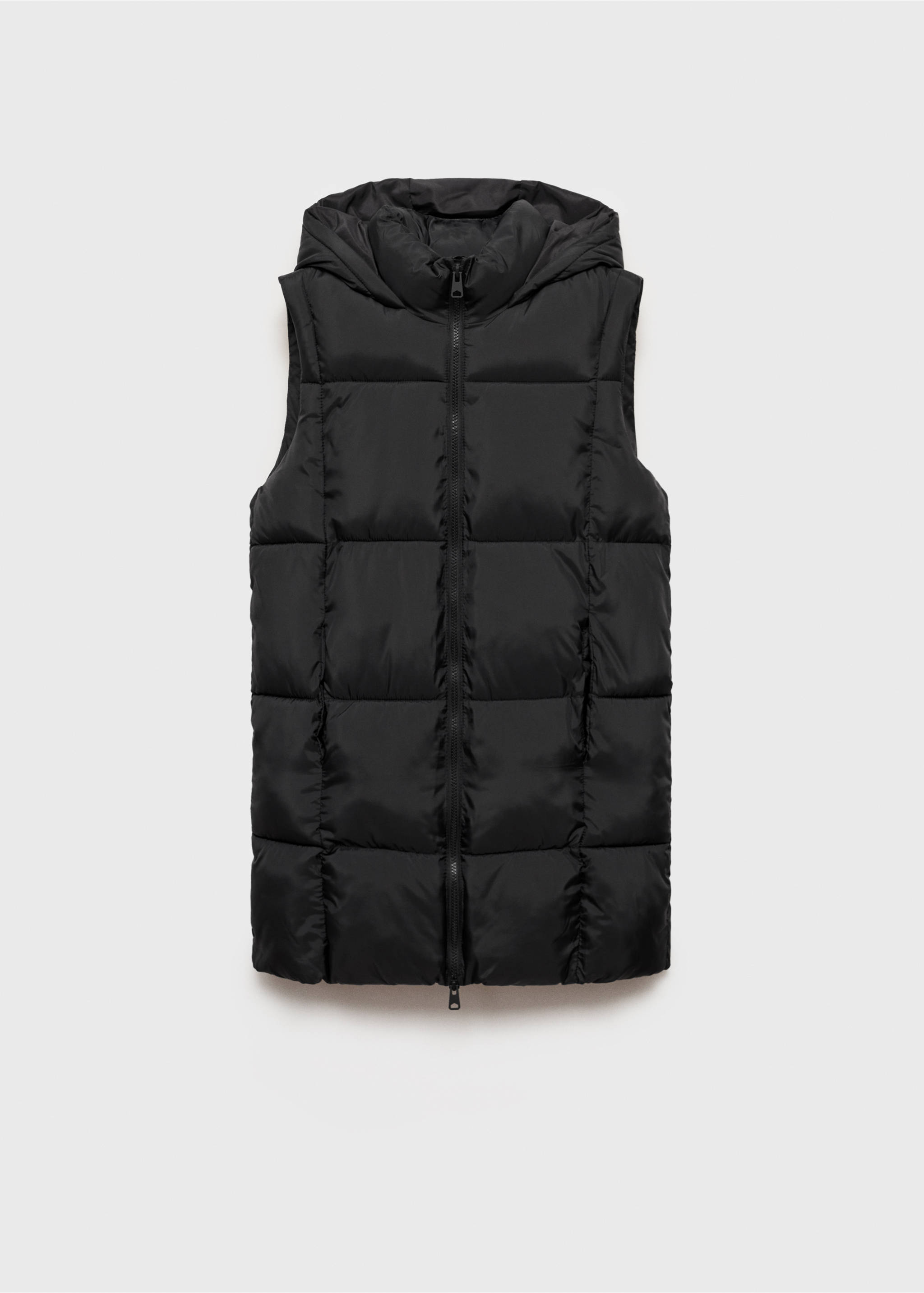Gilet matelassé à capuche - Article sans modèle, Noir. Ref: 77055637-00.
