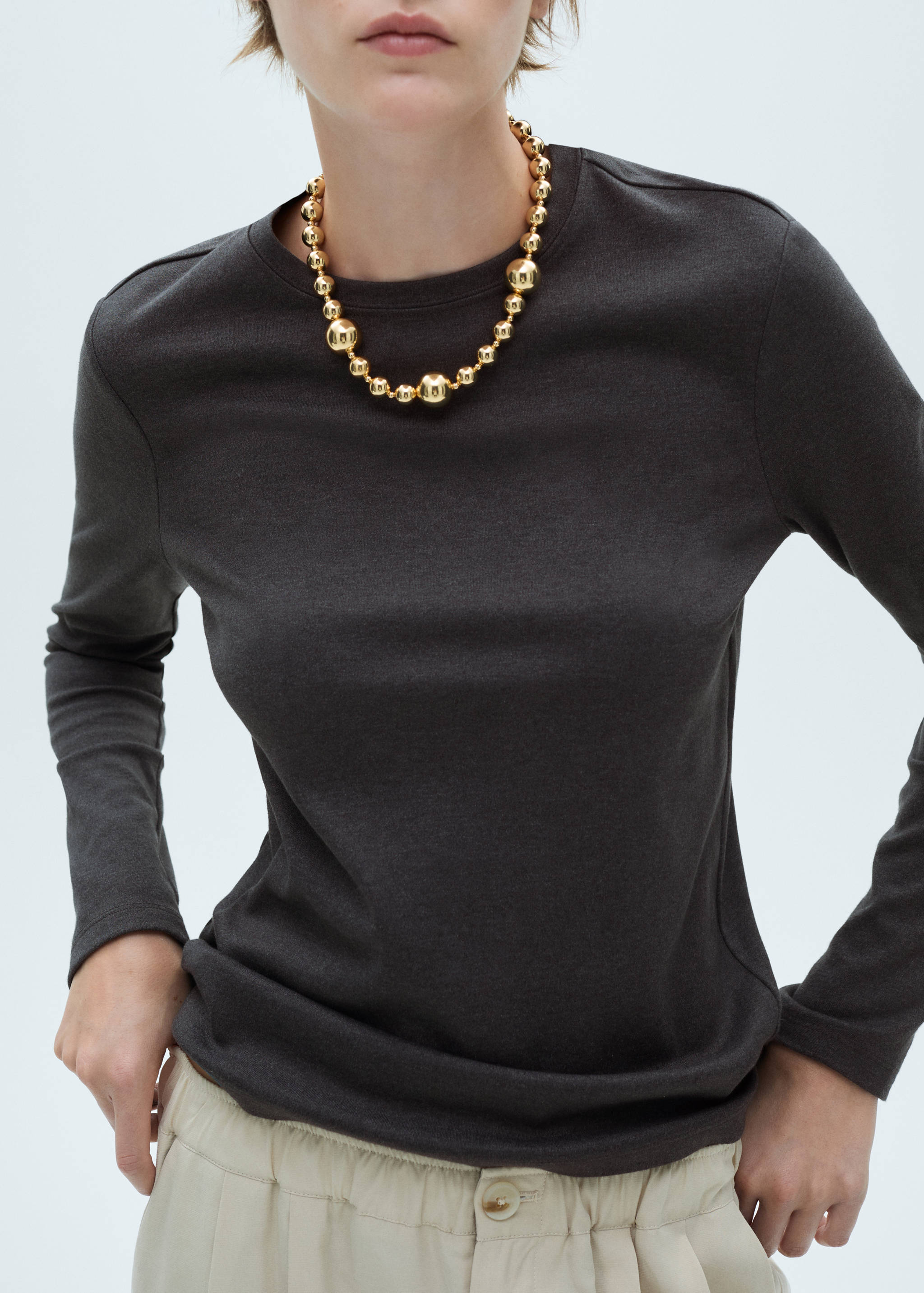 T-shirt coton manches longues - Plan moyen