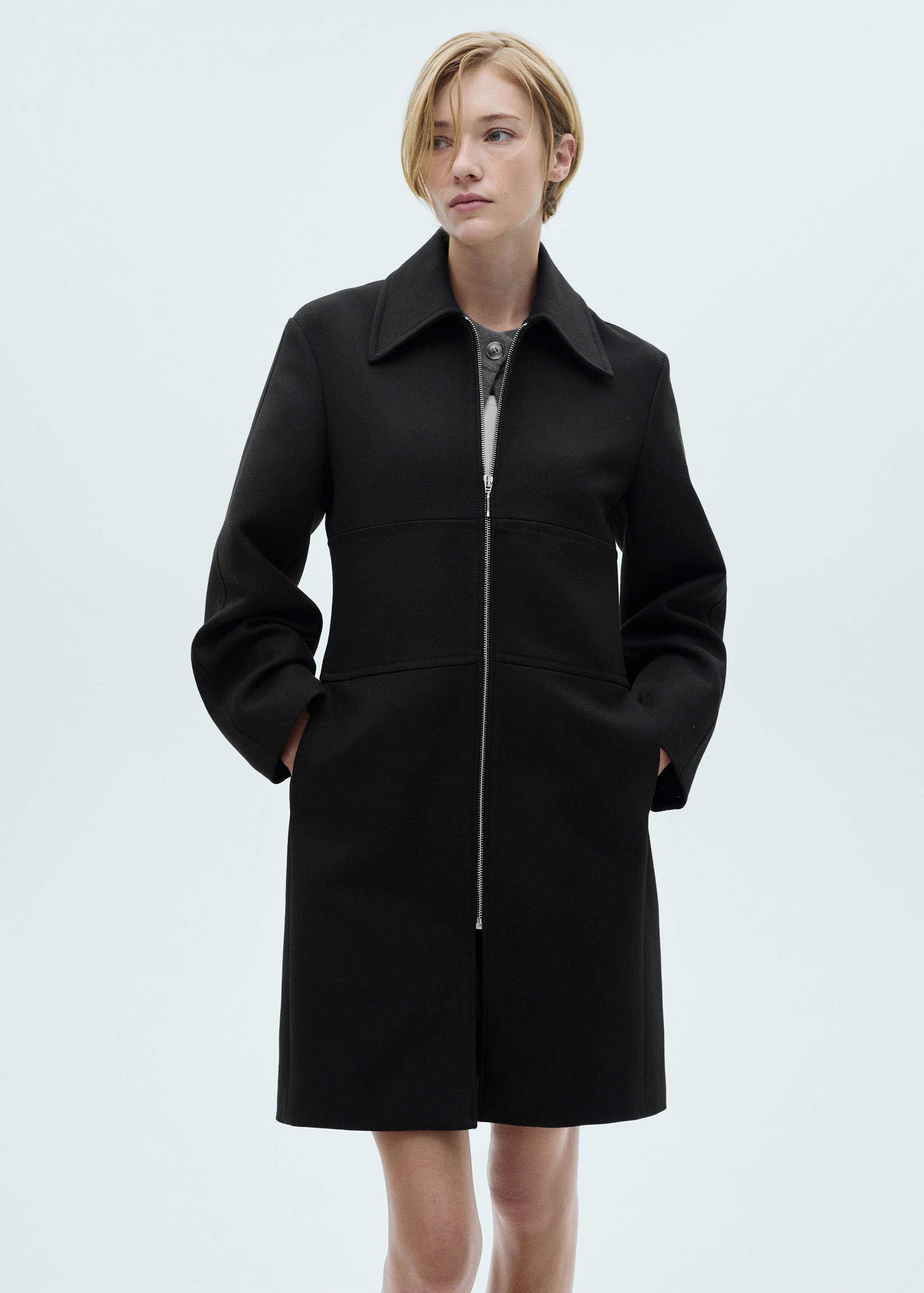 Zip straight-cut coat - Medium plane
